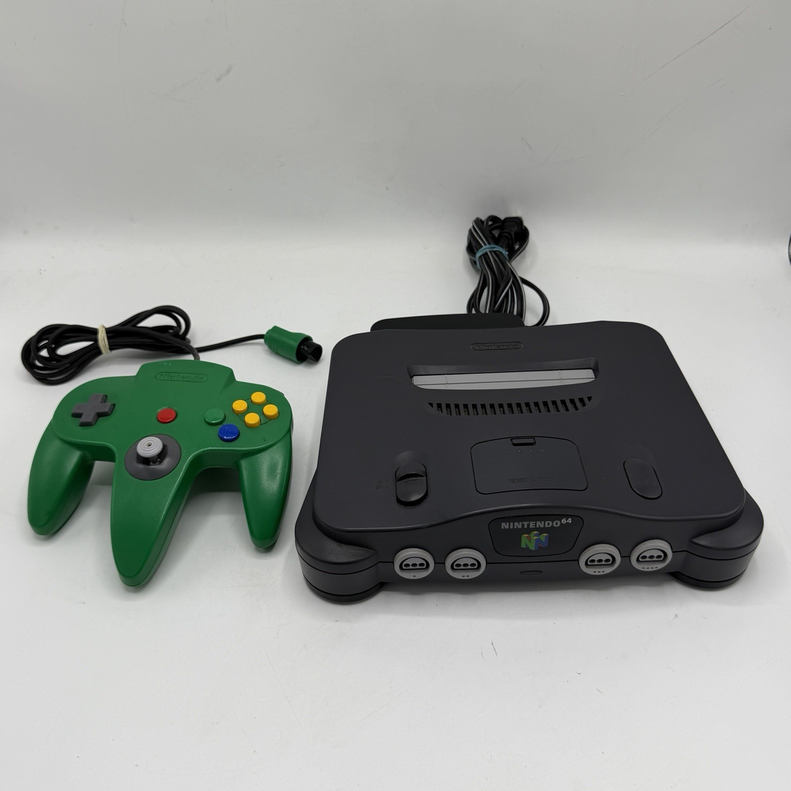 Nintendo 64 N64 Console Tested w/ Expansion Pak Green Controller Bundle