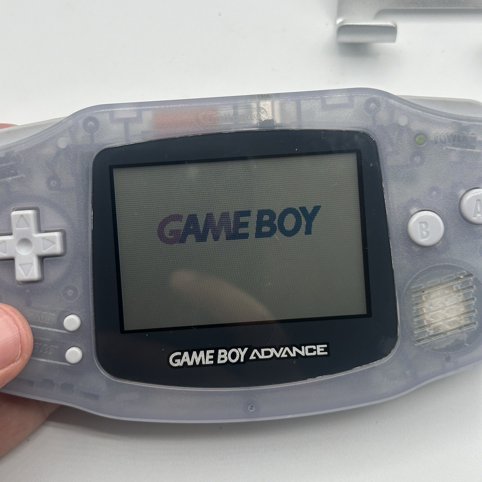 Nintendo Game Boy Advance Console System Clear Glacier Works No Battery Cover