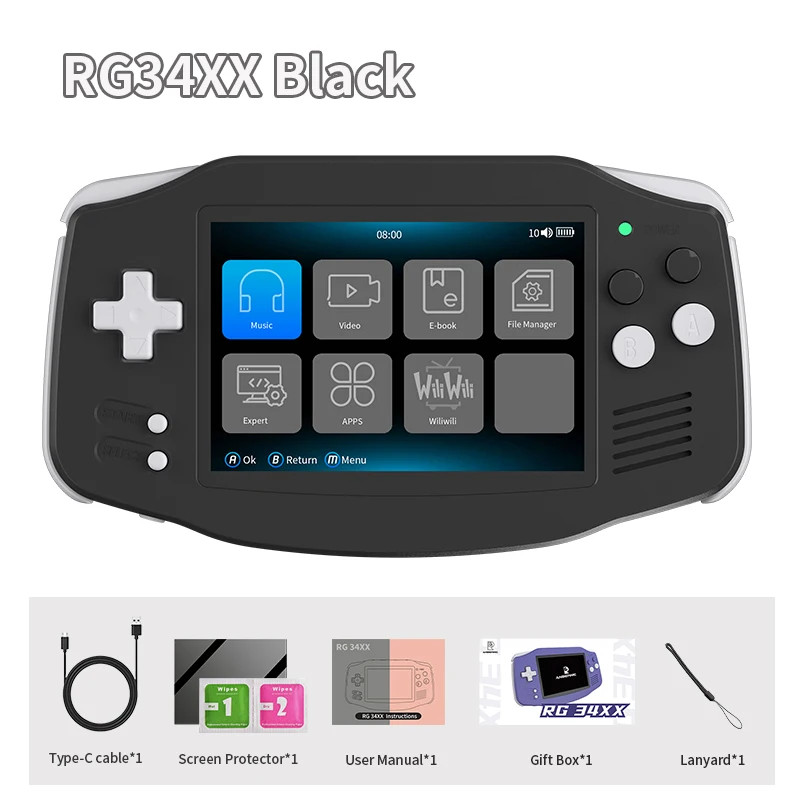 ANBERNIC RG34XX Retro Handheld Game Console 3.4″ IPS Screen Video Gaming Player