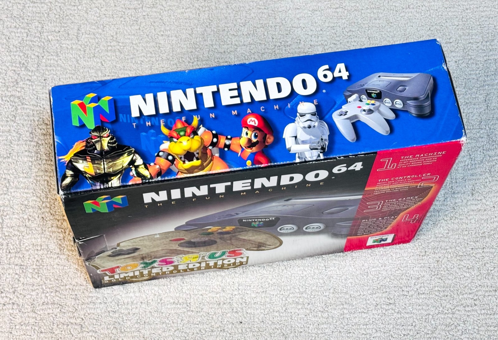 Nintendo 64 N64 Console Complete CIB + Toys R Us Limited Edition Gold Controller