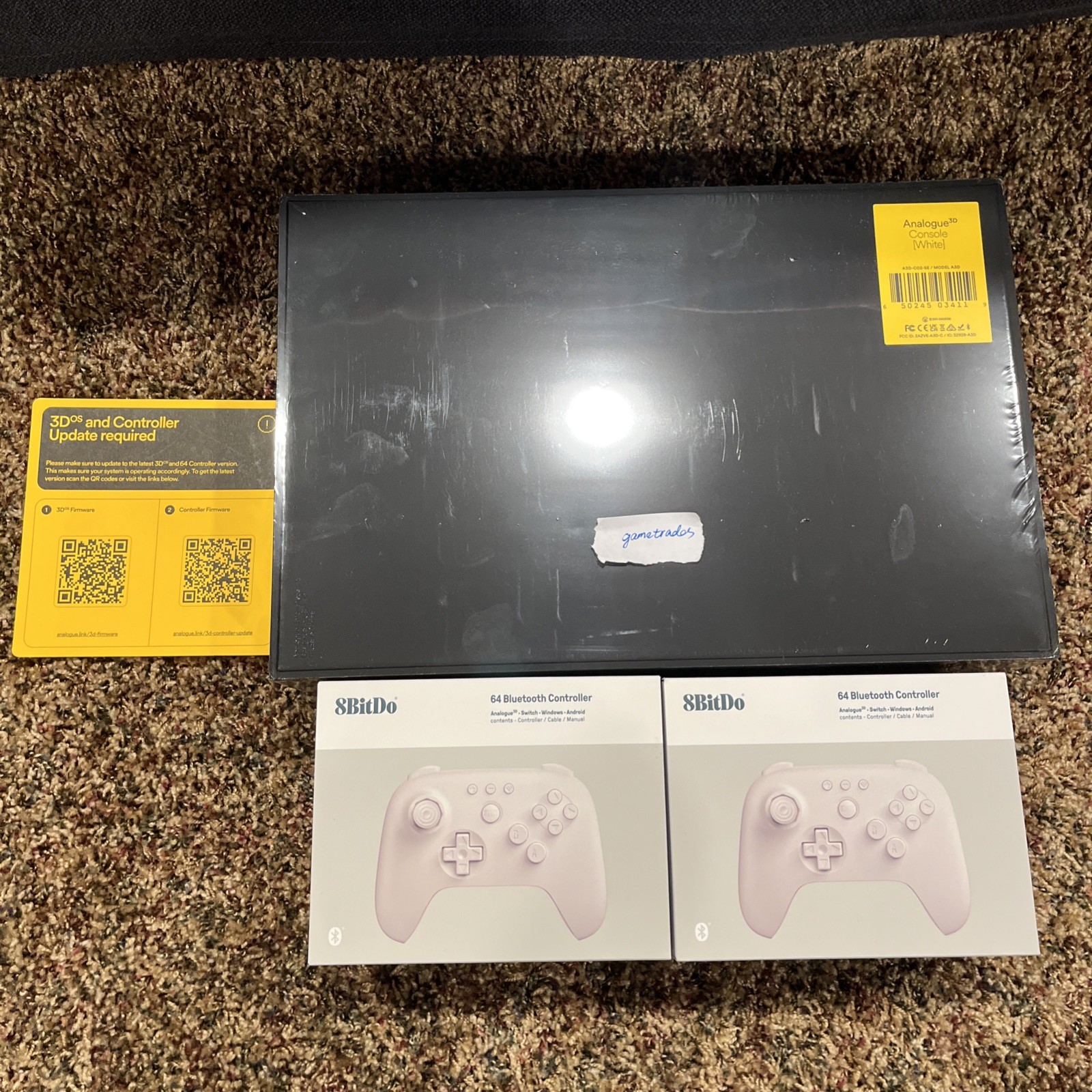 Nintendo Analogue 3D WHITE FPGA N64 Console Sealed & 2 WHITE 8BITDO Controllers