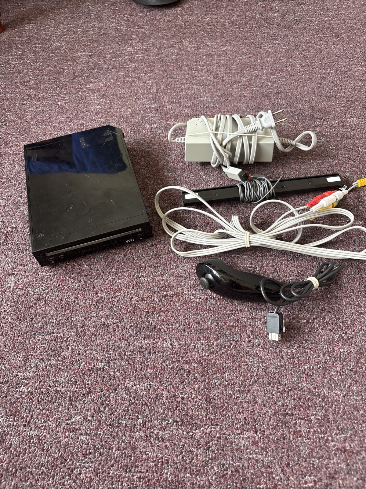 Nintendo Wii Console System, Black RVL-101 (USA) Console & Cords Tested Working