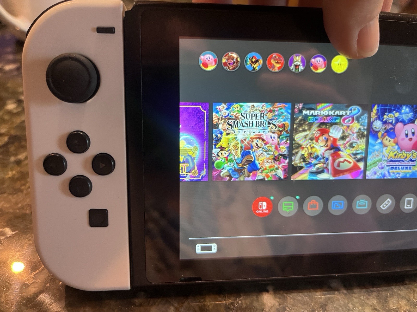 Nintendo Switch White Joy-Con Controller, Charger, With Three Mario Game Bundle