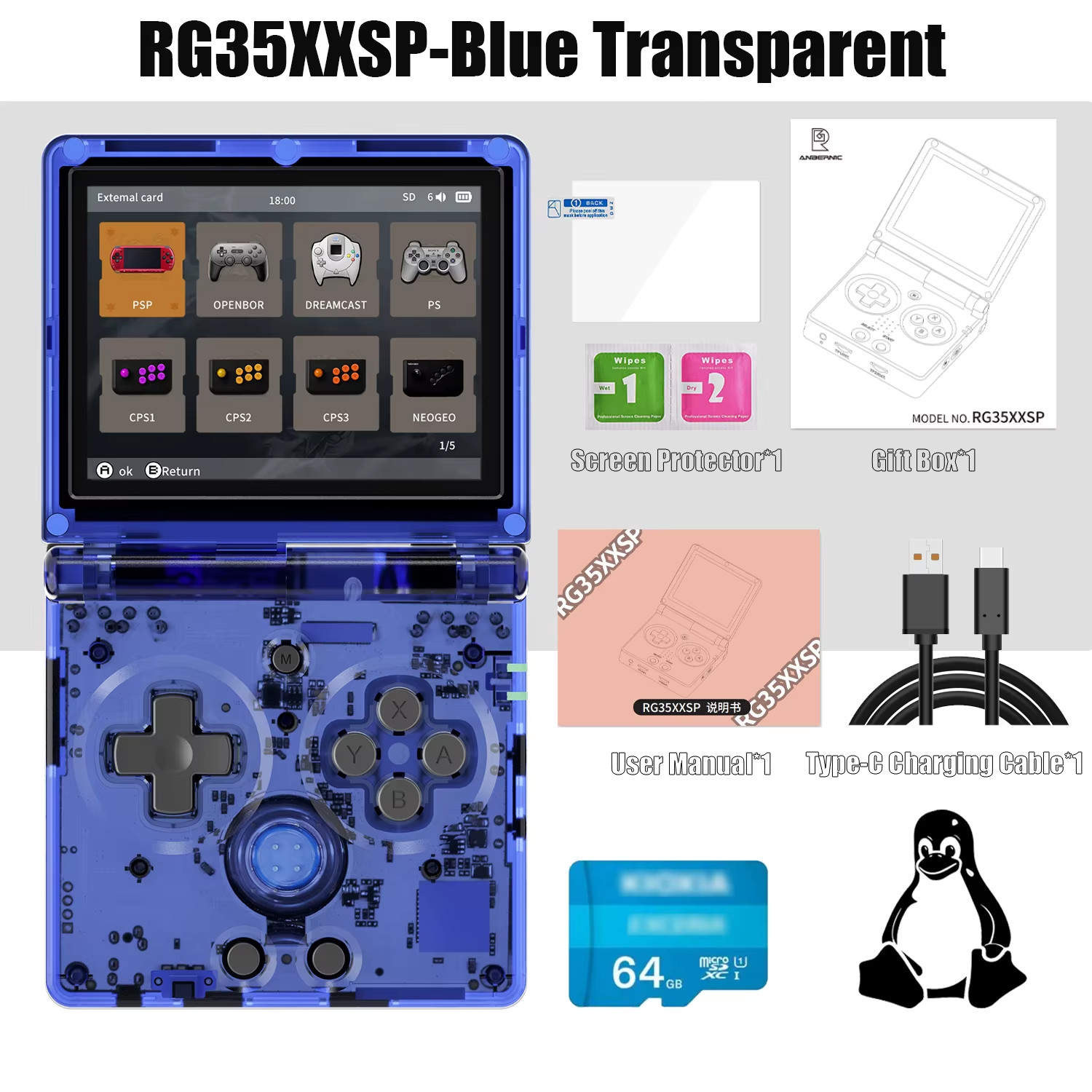 NEW RG35XXSP Flip Handheld Game Console 3.5 Inch IPS Clamshell Video Gaming Cons