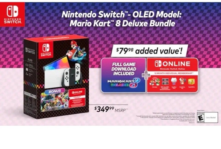 Nintendo Switch OLED 64GB Mario Kart 8 White Deluxe Bundle Console Brand New
