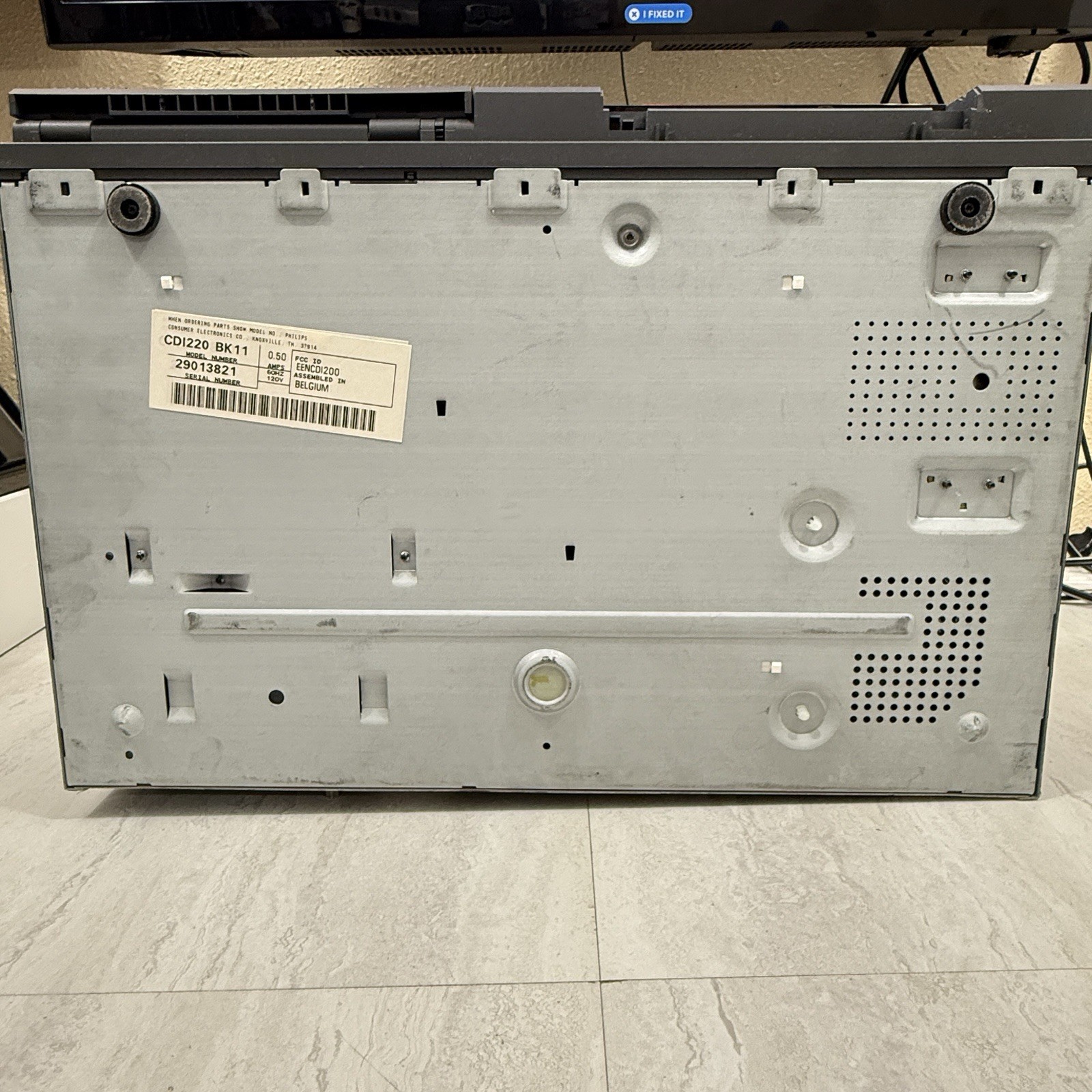 1991 PHILIPS CD-i CONSOLE CDI 220 BK02 – Tested, Needs Laser or Disc Drive Motor