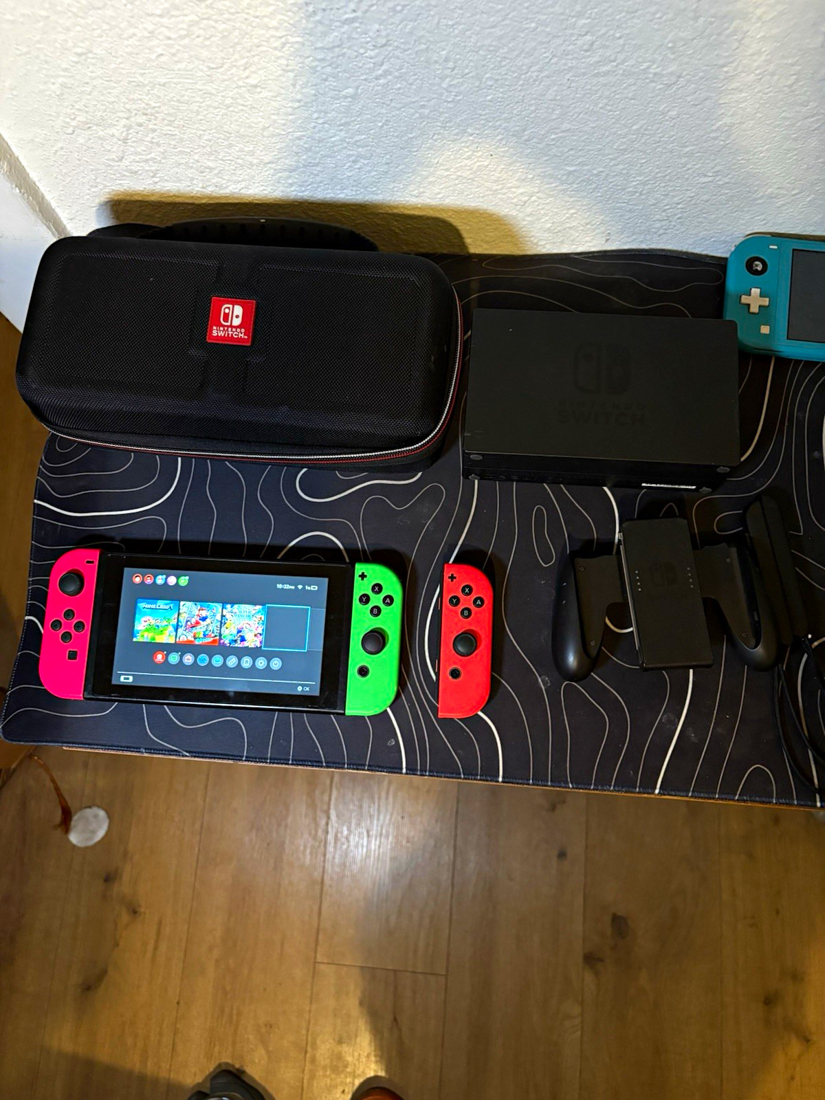 Nintendo Switch Console Black w/ Neon Green/Neon Red Joy-Con, Dock & Case