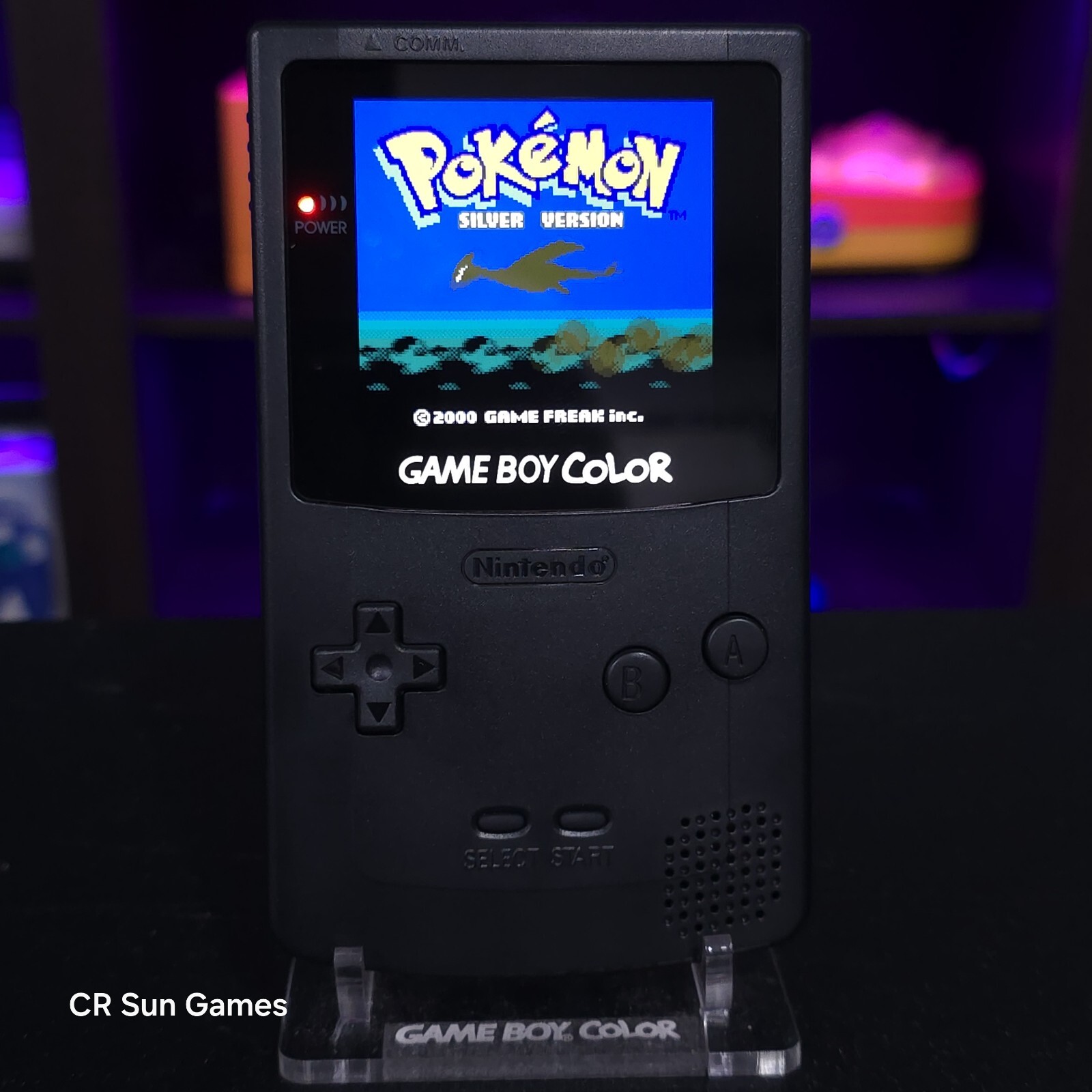 Black Gameboy Color Console OLED Touch Screen And USB-C Rechargeable Battery Mod