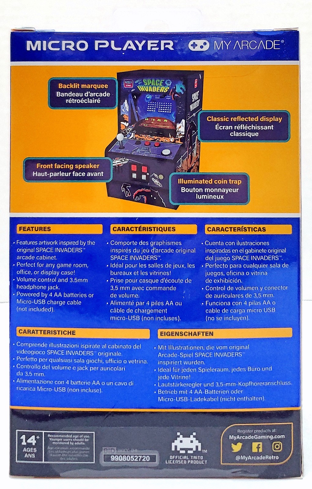 👾 SPACE INVADERS My Arcade TAITO Retro Player Machine w/Backlit Marquee 🆕 NEW!