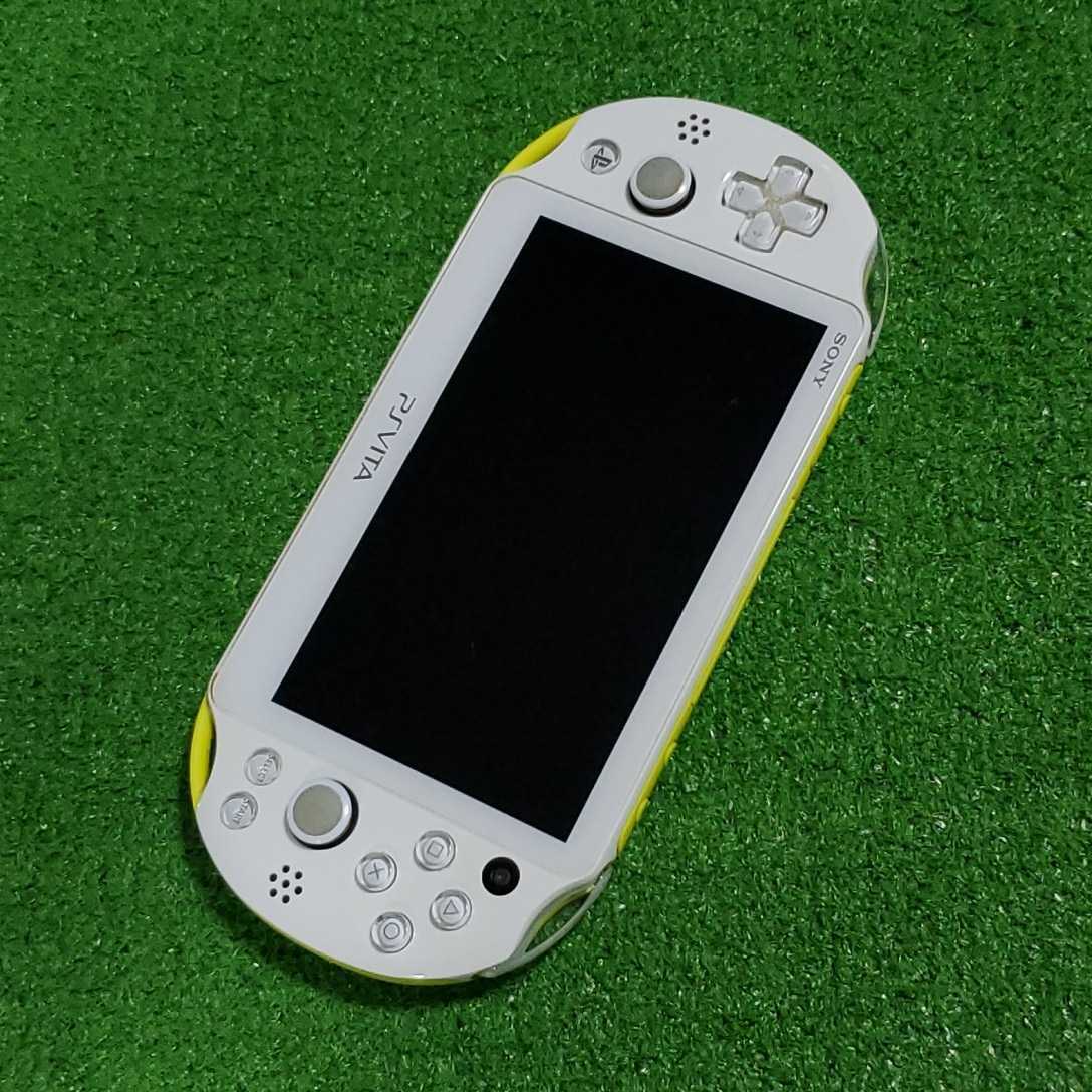 【Good】SONY PS Vita Wi-Fi Console PCH-2000 ZA13 White/ Lime Green Console Only FS