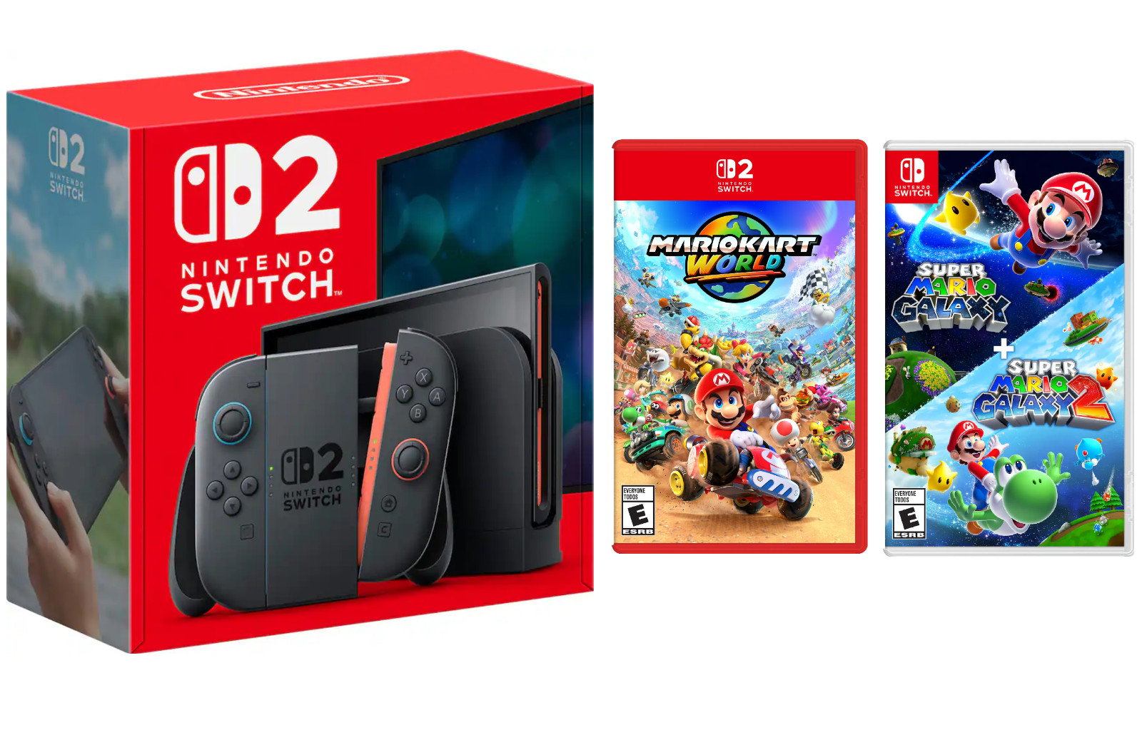 NEW Nintendo Switch 2 Game Console + Mario Kart World + Super Mario Galaxy 1 & 2
