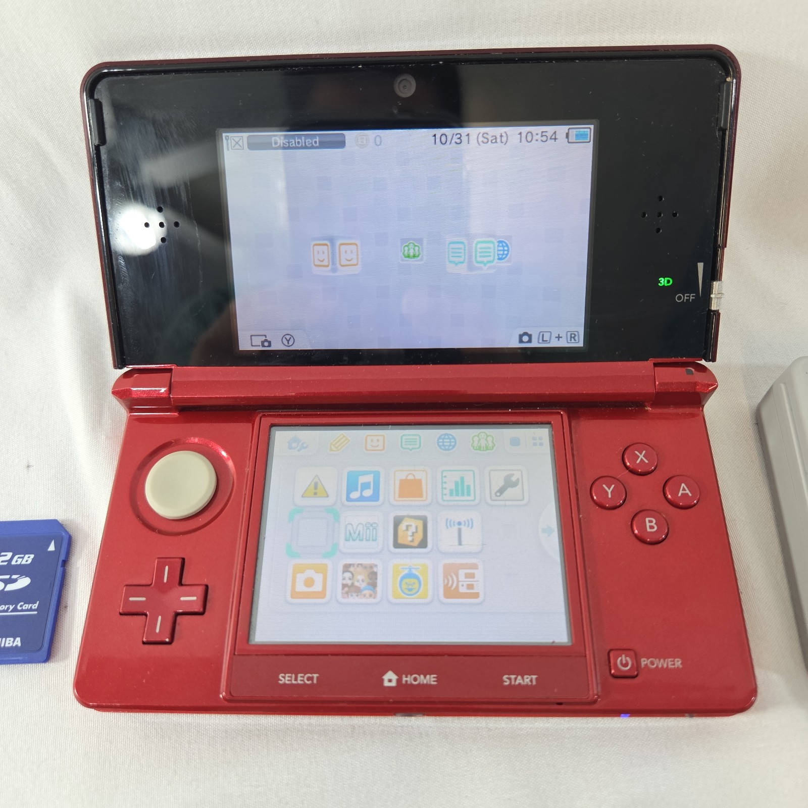 Nintendo 3DS Handheld System – Flame Red With Charger + 2GB SD CARD CTR-001