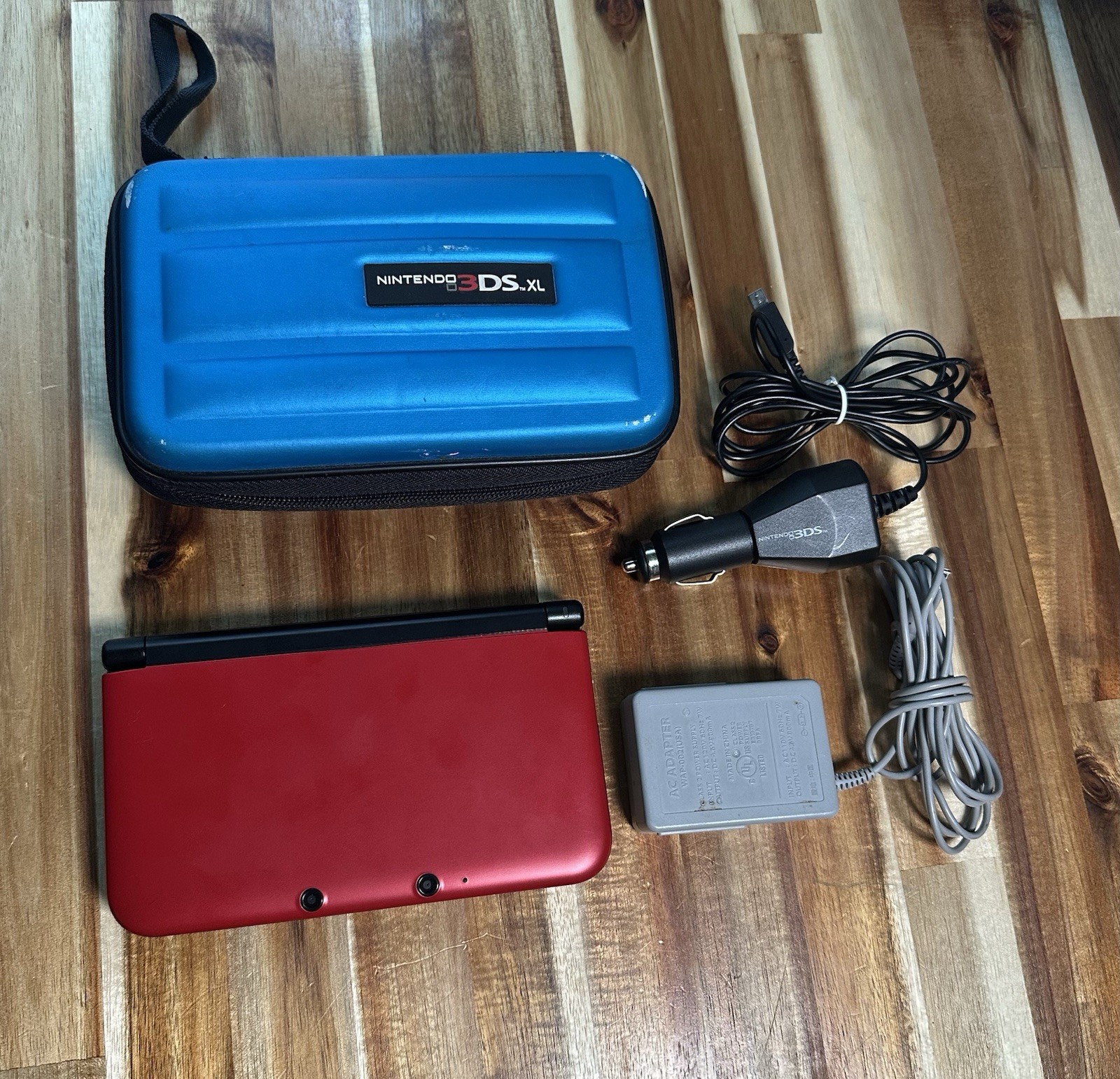 Nintendo 3DS XL Red (W/ Case/Chargers & 4GB SD Card) Tested/Works (Read Details)