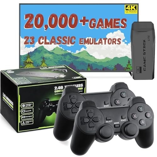 Retro Gaming Console with 20,000+ Classic Games, 23 Emulators, Dual Wireless Con