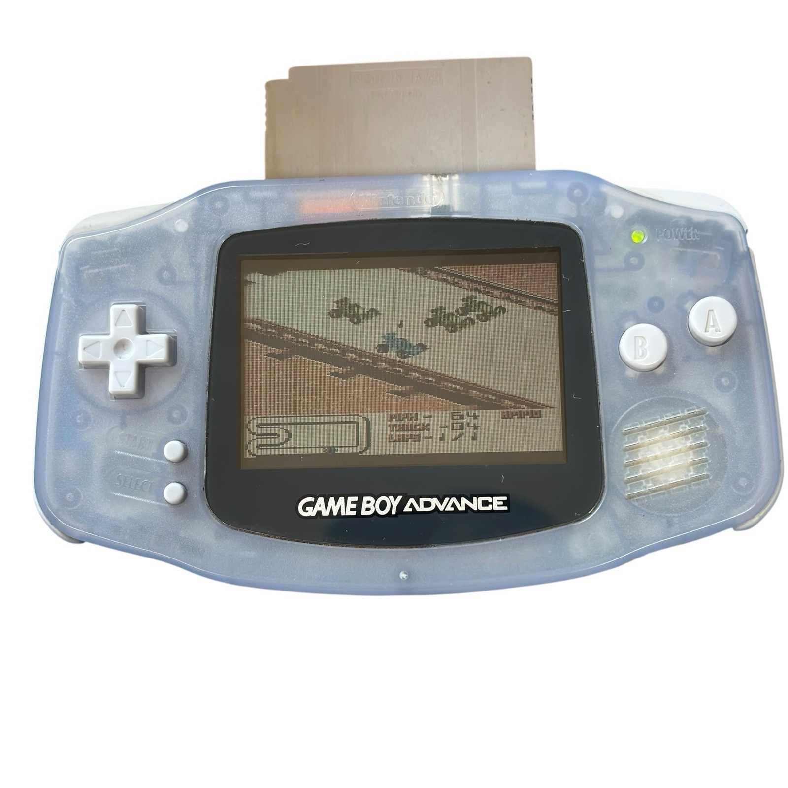 Nintendo Game Boy Advance Glacier Console Bundle AGB-001 W/ Super RC Pro-Am