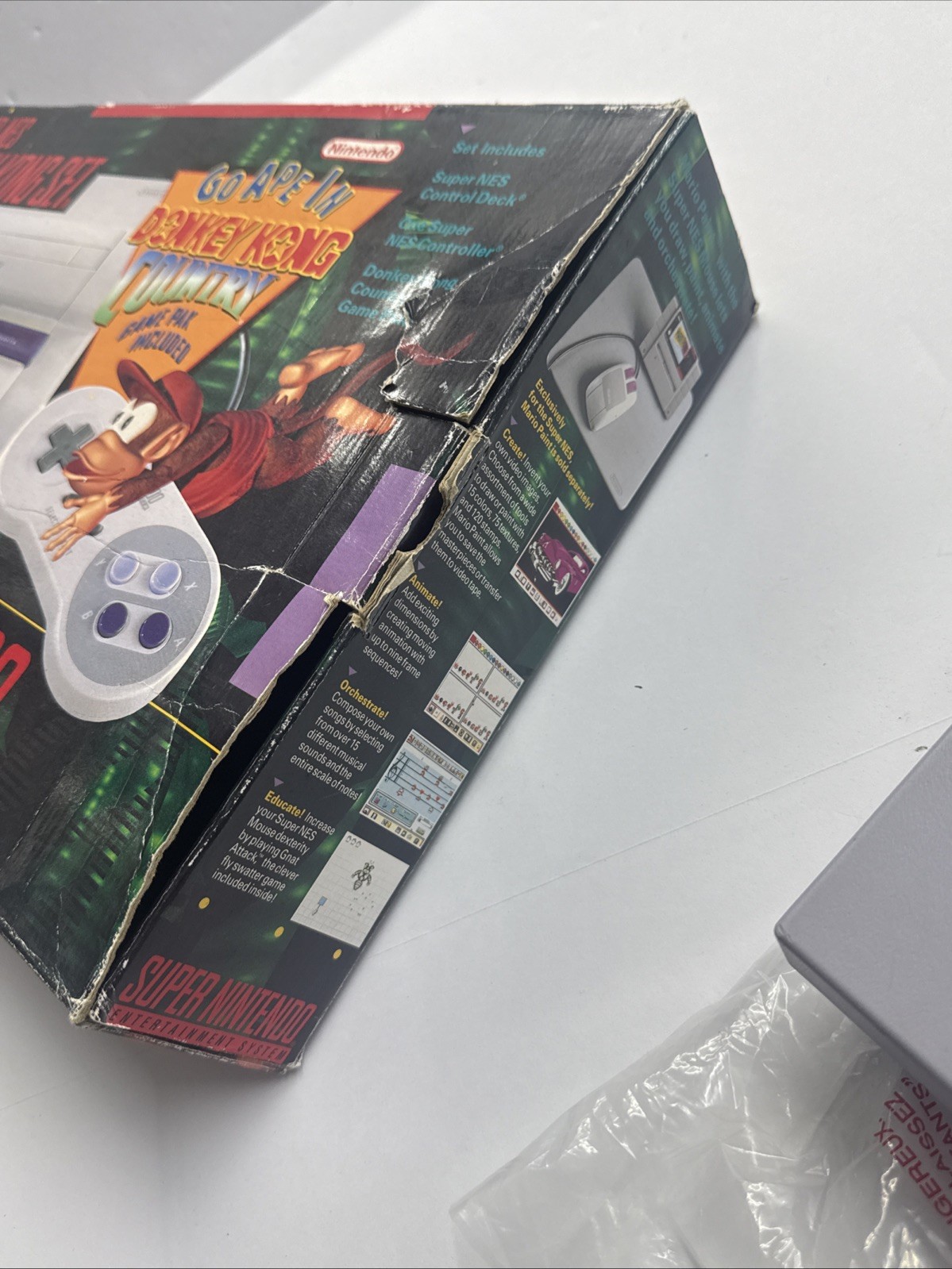 SNES – Super Nintendo Donkey Kong Country Set Console Almost Complete In Box