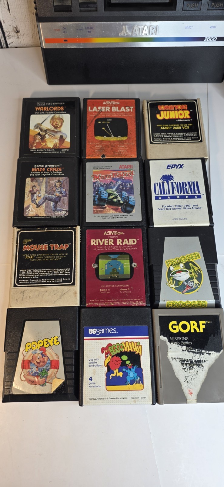 Atari 2600 Jr. Console Bundle w/ 36 Games & Joysticks TESTED Donkey Kong/Pitfall