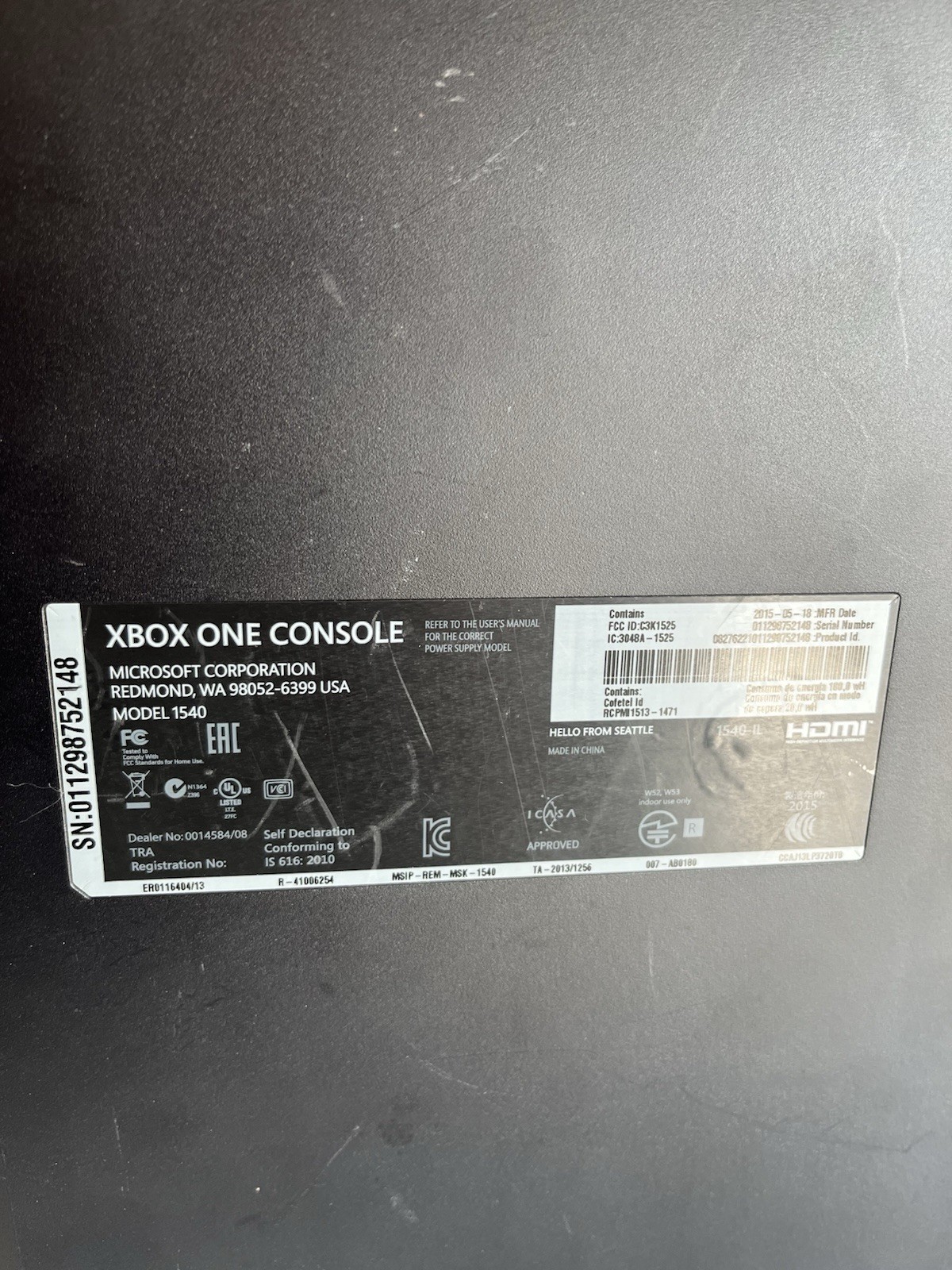 Microsoft Xbox One 500GB Console With Power Supply, Tested And Working