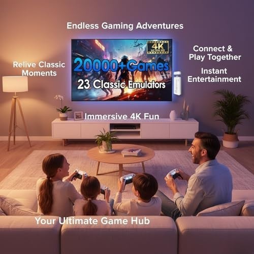 Retro Wireless Gaming Console 128GB Storage, 23 Emulators, 20,000+ Games, Dual C
