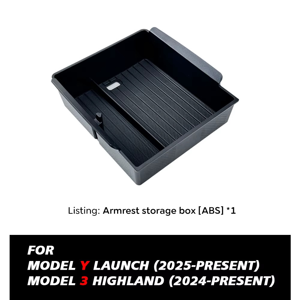 Console & Armrest Storage Box For Tesla New Model Y 2025 Juniper Launch ABS with