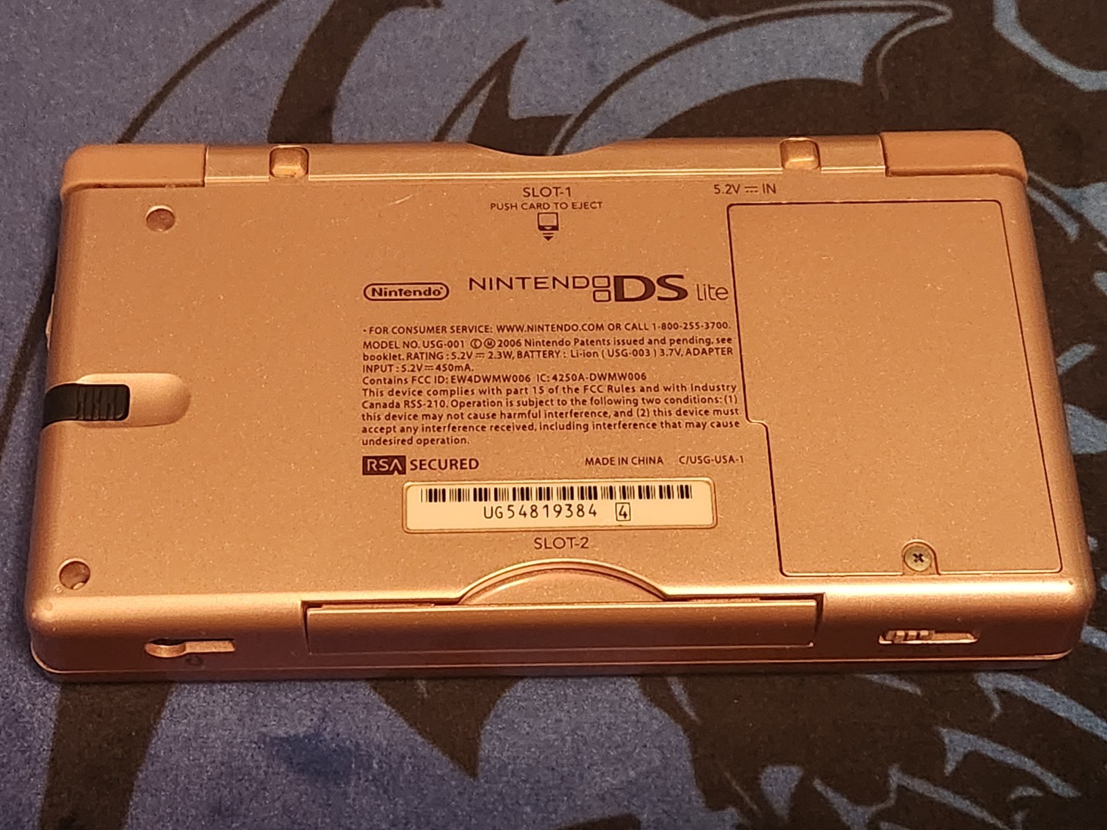 Nintendo DS Lite System, With Stylus, Charger, GBA Cover Metallic Rose w/ 2games