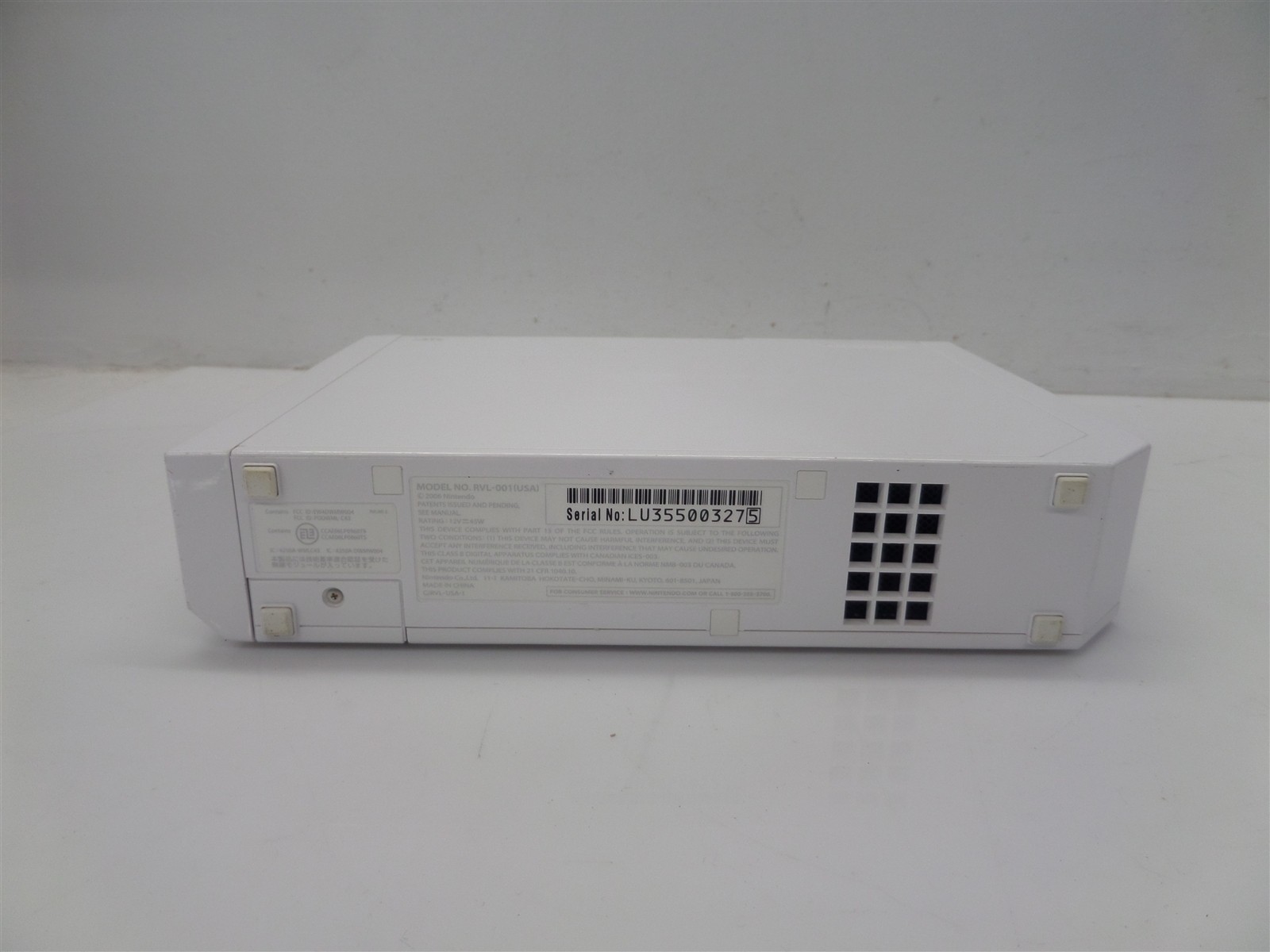 Nintendo Wii Console RVL-001 w/ Video Cable & Power Supply – No Remote