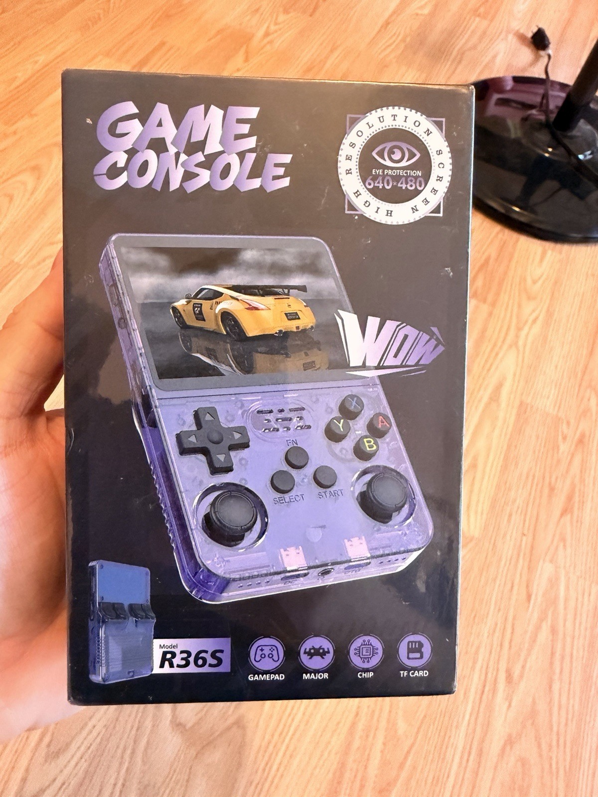 R36S Handheld Game Console 64GB Gamepad 640×480 TF Card Purple