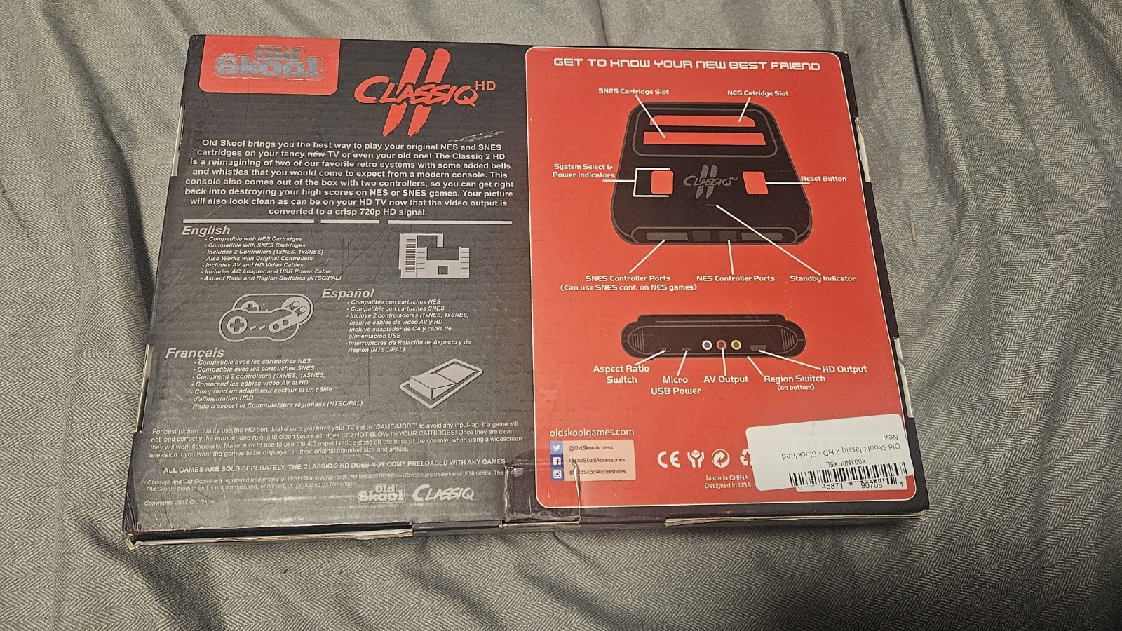 Old Skool Classiq 2 HD OS-7081 Console 720p HDMI AV Wi-Fi NES NTSC-U/C