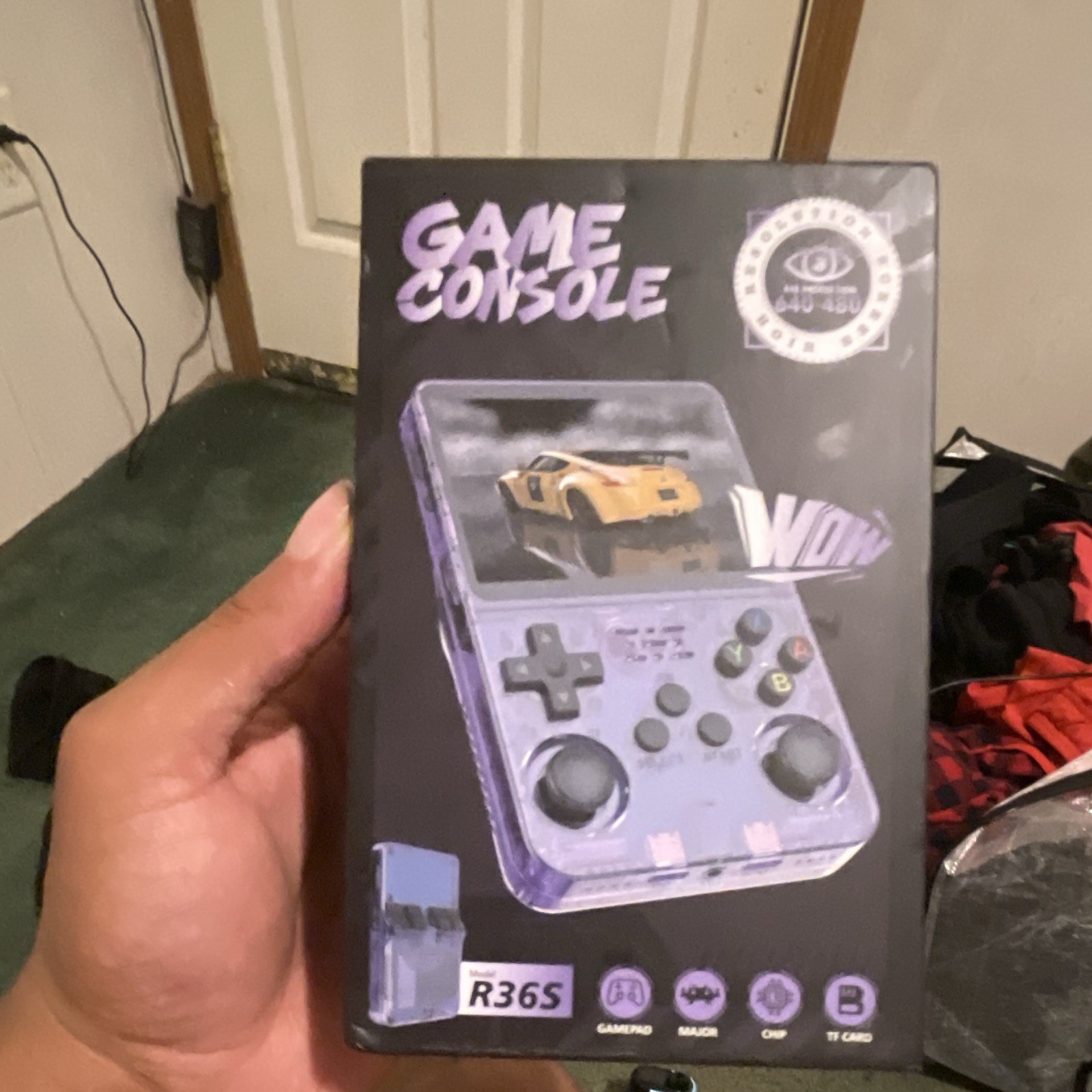 R36S Handheld Game Console Purple 64GB USB-C 640×480 Region Free