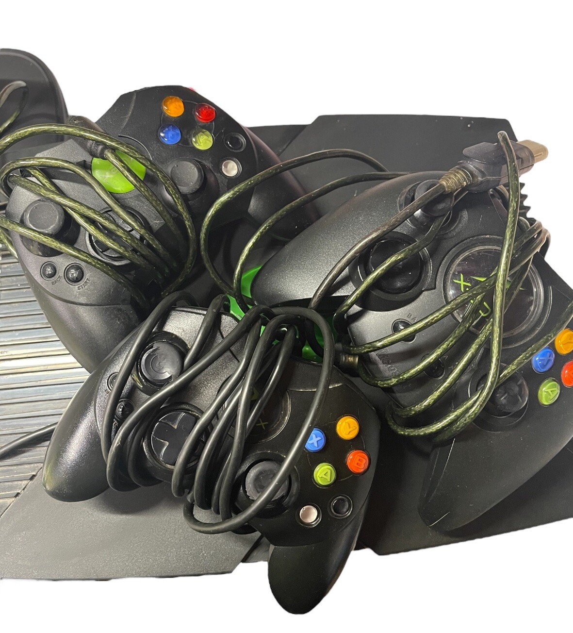 XBOX Microsoft Original Xbox Console Gaming System Black C01713 + 3 Controller
