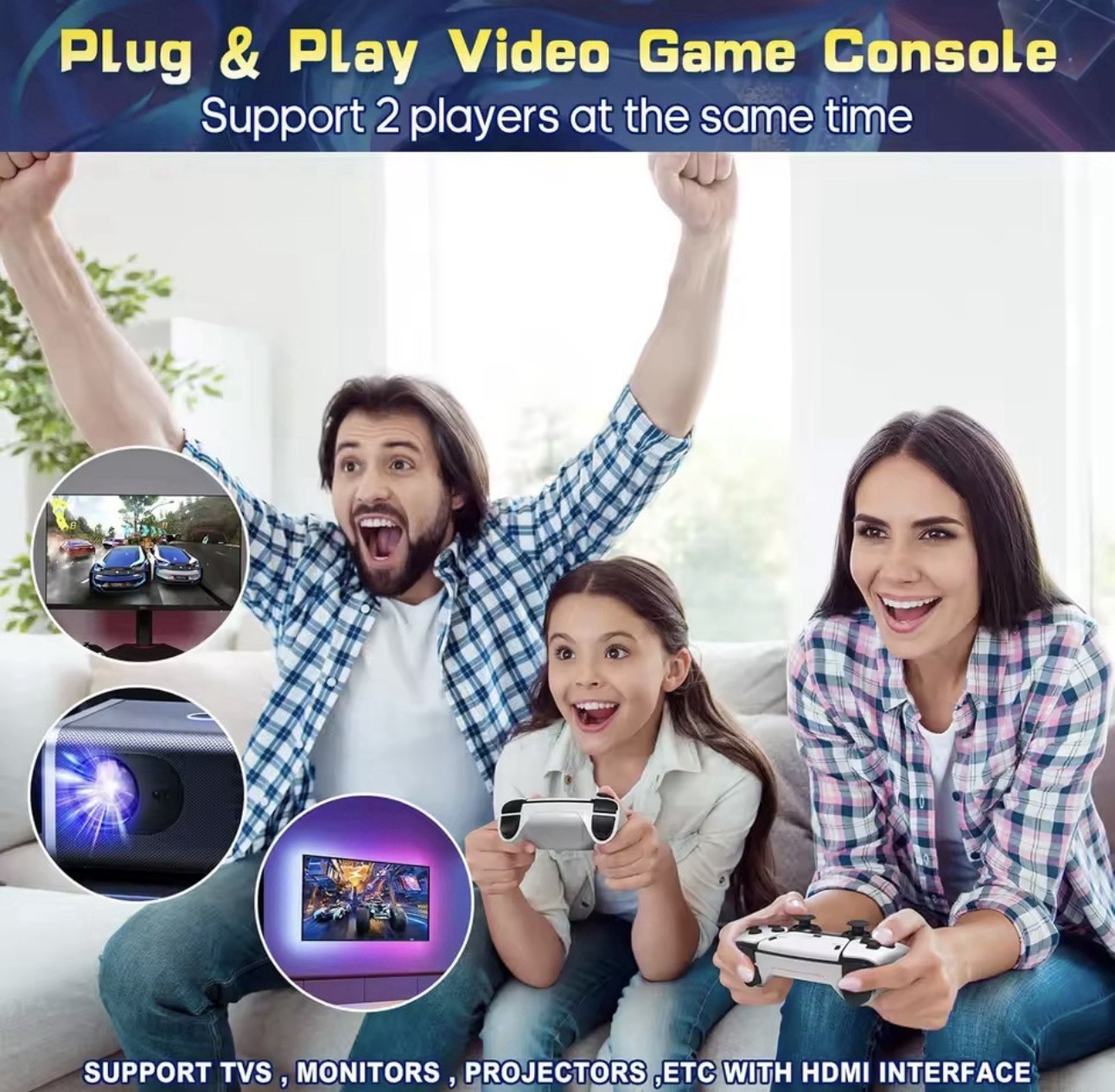 New Retro Console Stick Built-in 23 Emulators 30k Games 2 Wireless Controllers