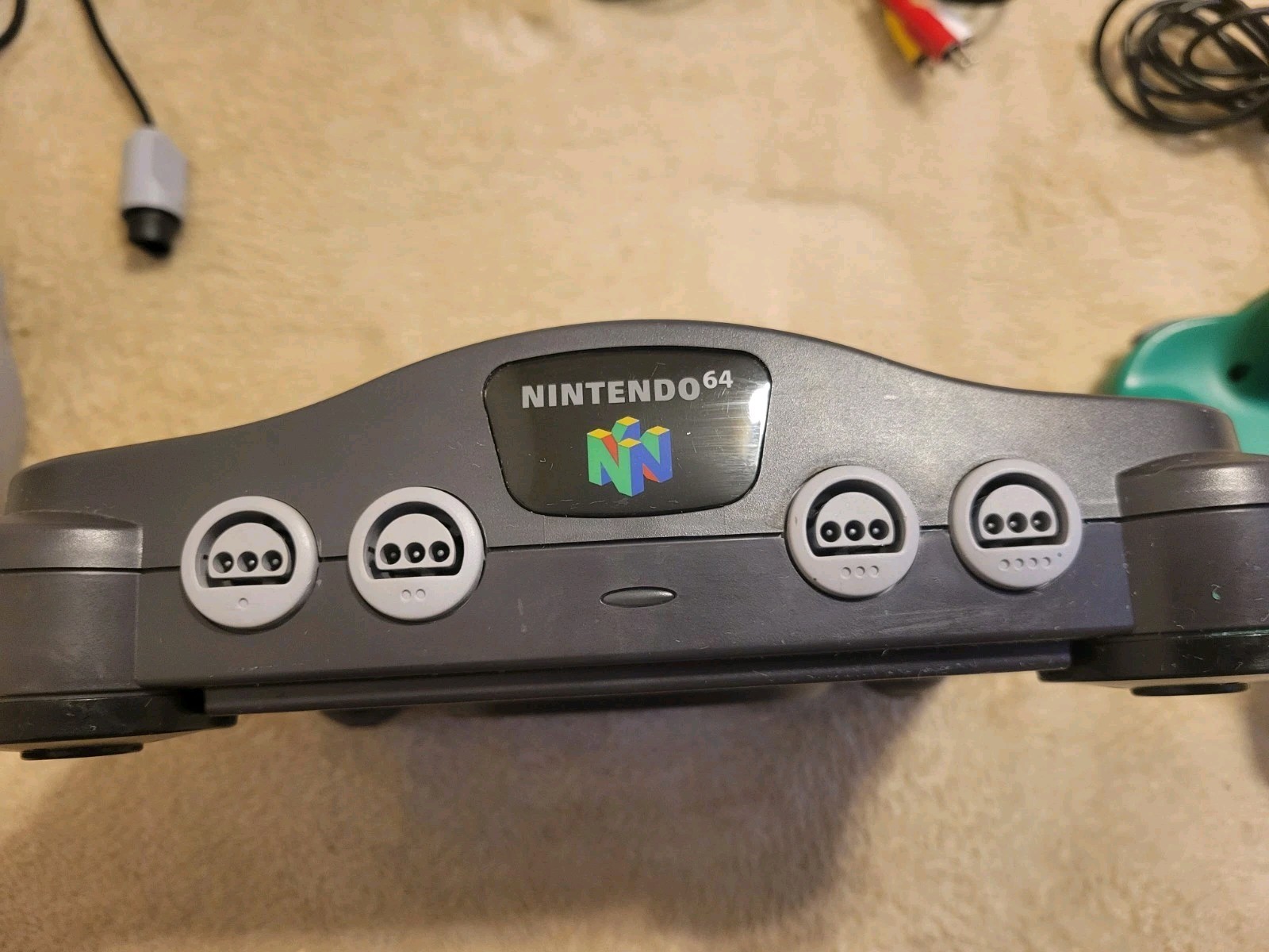 NINTENDO N64 CONSOLE NUS-001 WITH 2 CONTROLLERS, CABLES- TESTED WORKS