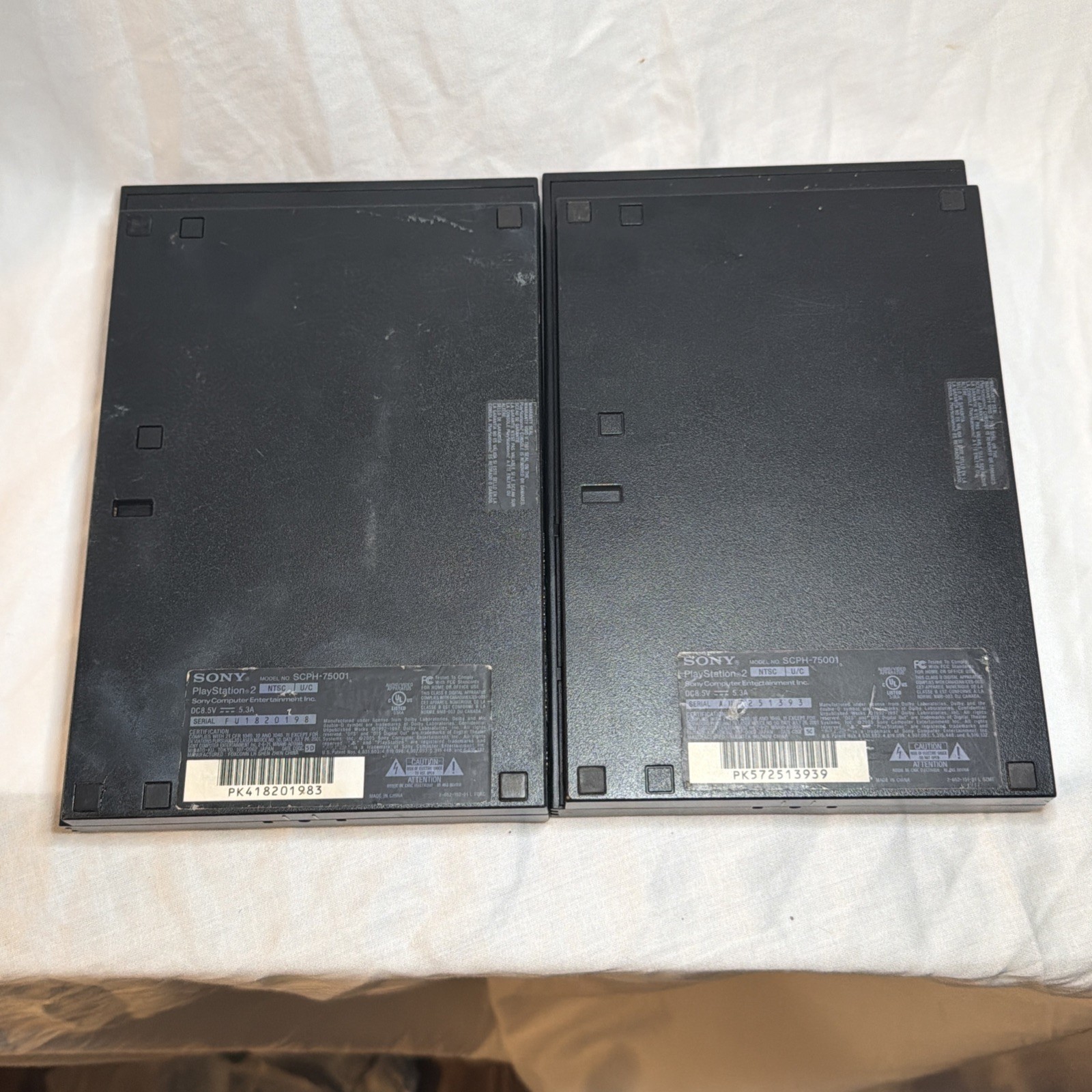 Lot of 2 Sony PlayStation 2 PS2 Slim Black Console Only Tested Working