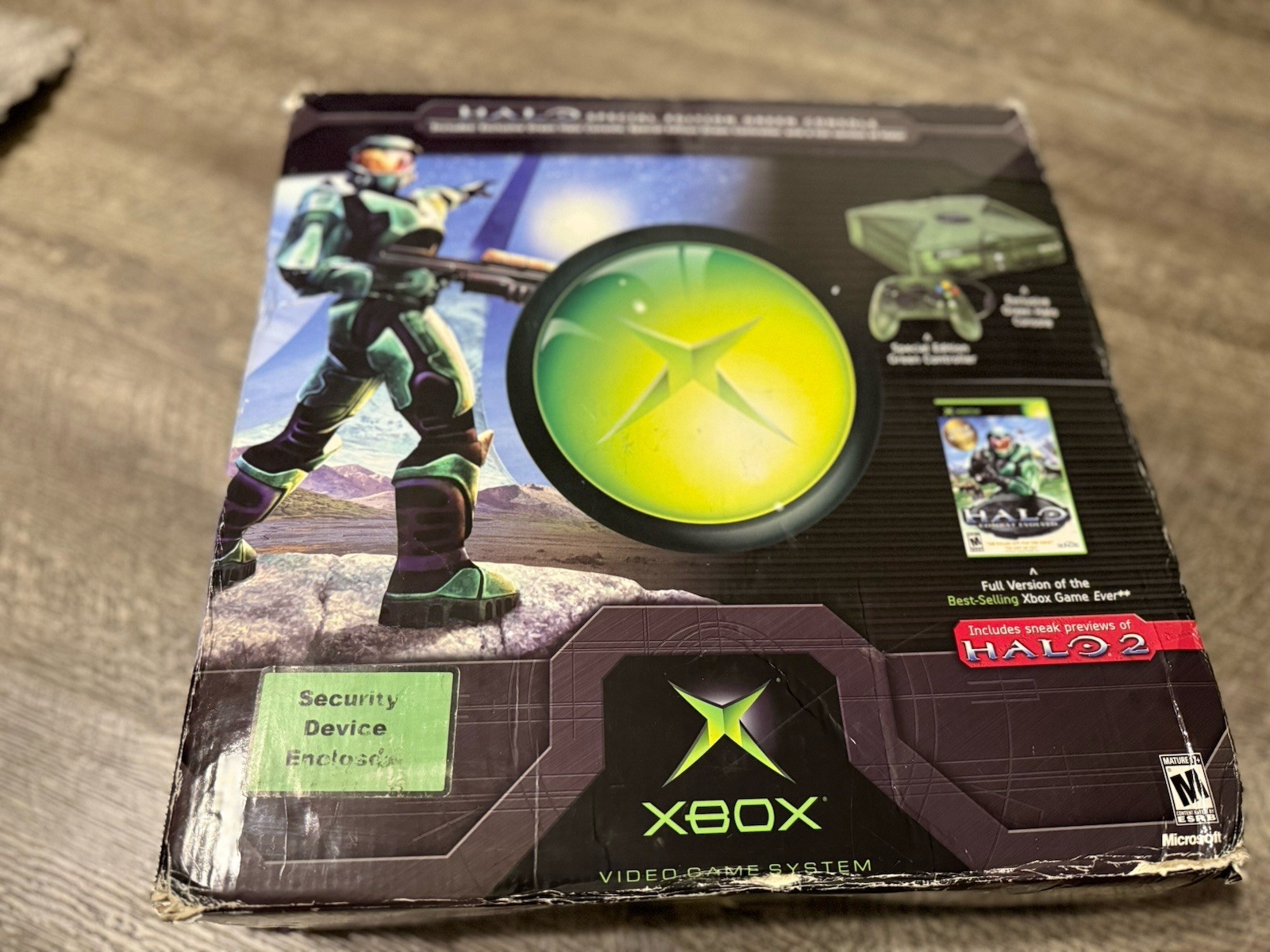 Original Microsoft Xbox Halo Limited Edition Console w/ Box Tested Working READ