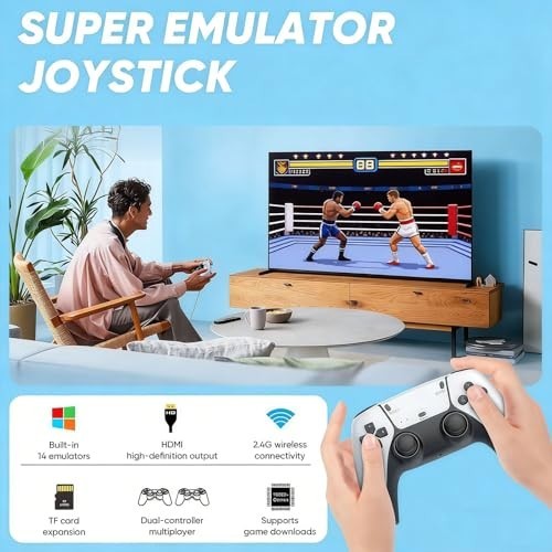 Retro Wireless Gaming Console 2026 – 128GB, 23 Emulators, 20,000+ Games, 4K HDMI