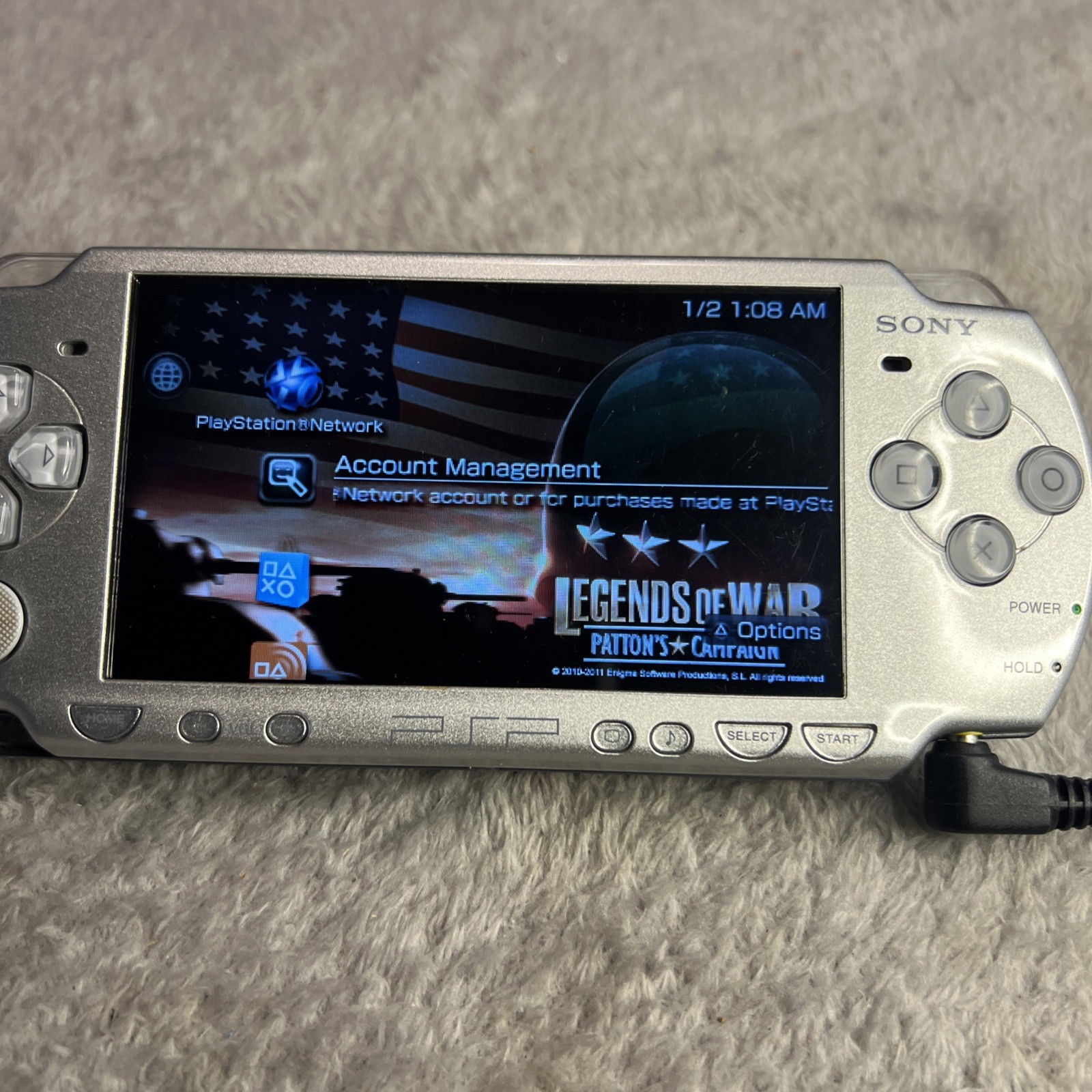 Sony PSP 2001 Portable Mystic Silver Handheld System – Charger Included. No Batt
