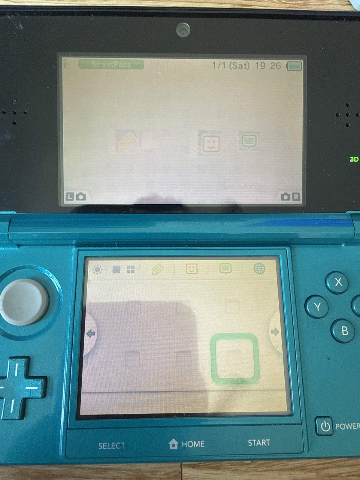 Nintendo 3DS Handheld System – Aqua Blue. Turquoise. Tested. No Stylus