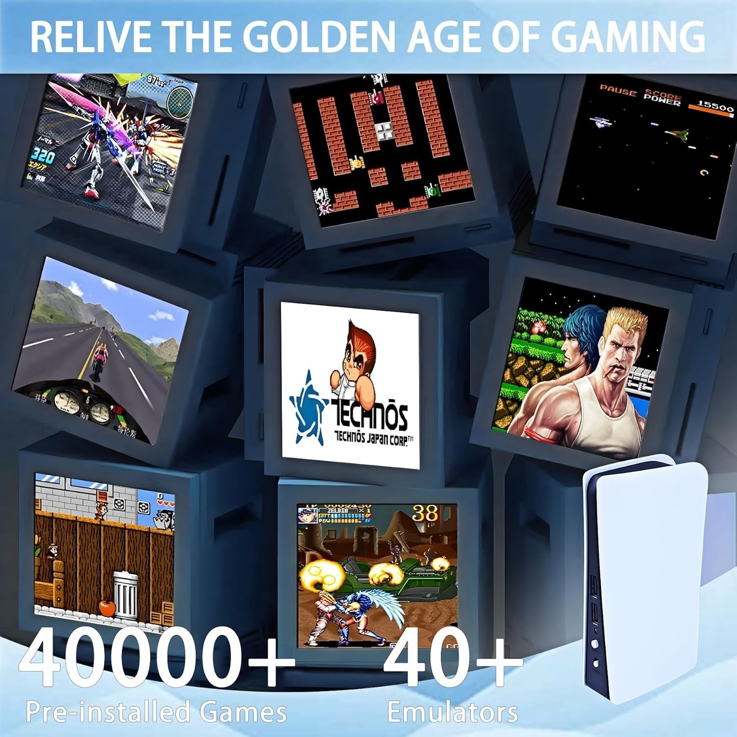 Nostalgic Wireless Game Console – 4K, 40,000+ Games, 2 Ergonomic Controllers