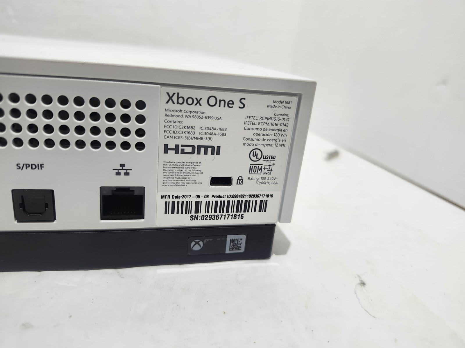 Microsoft Xbox One S White Console System Tested System Only 1681, 500GB