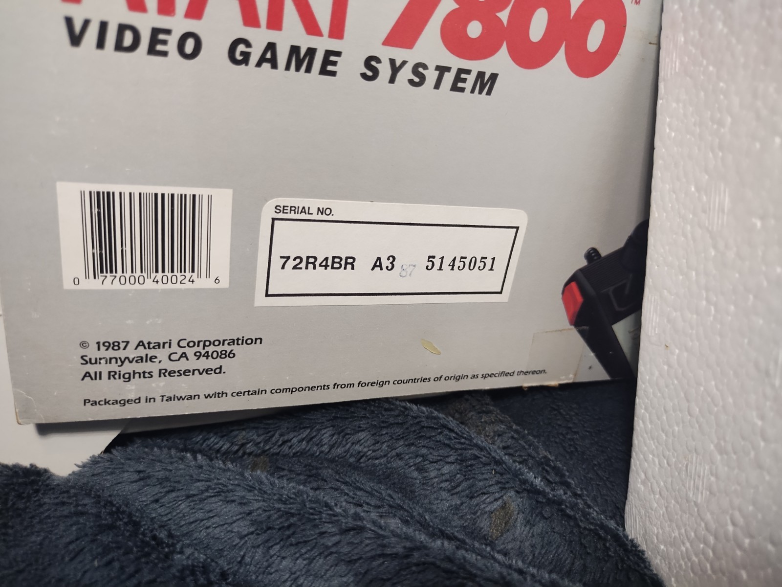 Atari 7800 Console System in Box Excellent Condition Matching Serial #