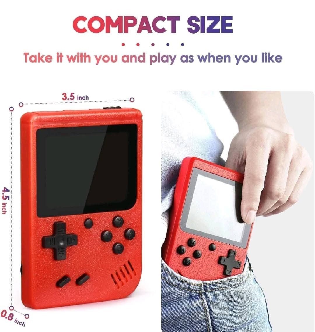 Game Box 3″ 8-Bit 500 Classic Handheld Console Red TV Gamepad Fun Mario Game