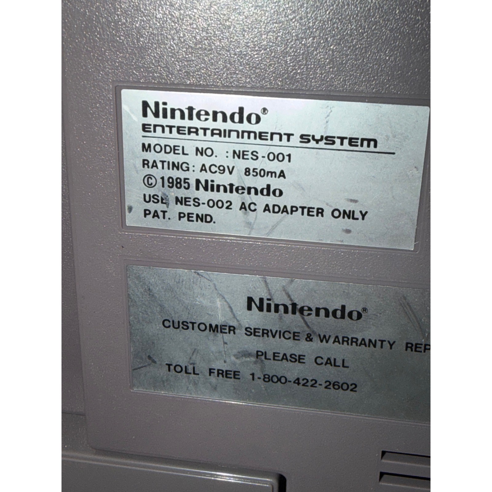 Nintendo Entertainment System NES-001 Console w/ OEM Controller Untested No AC
