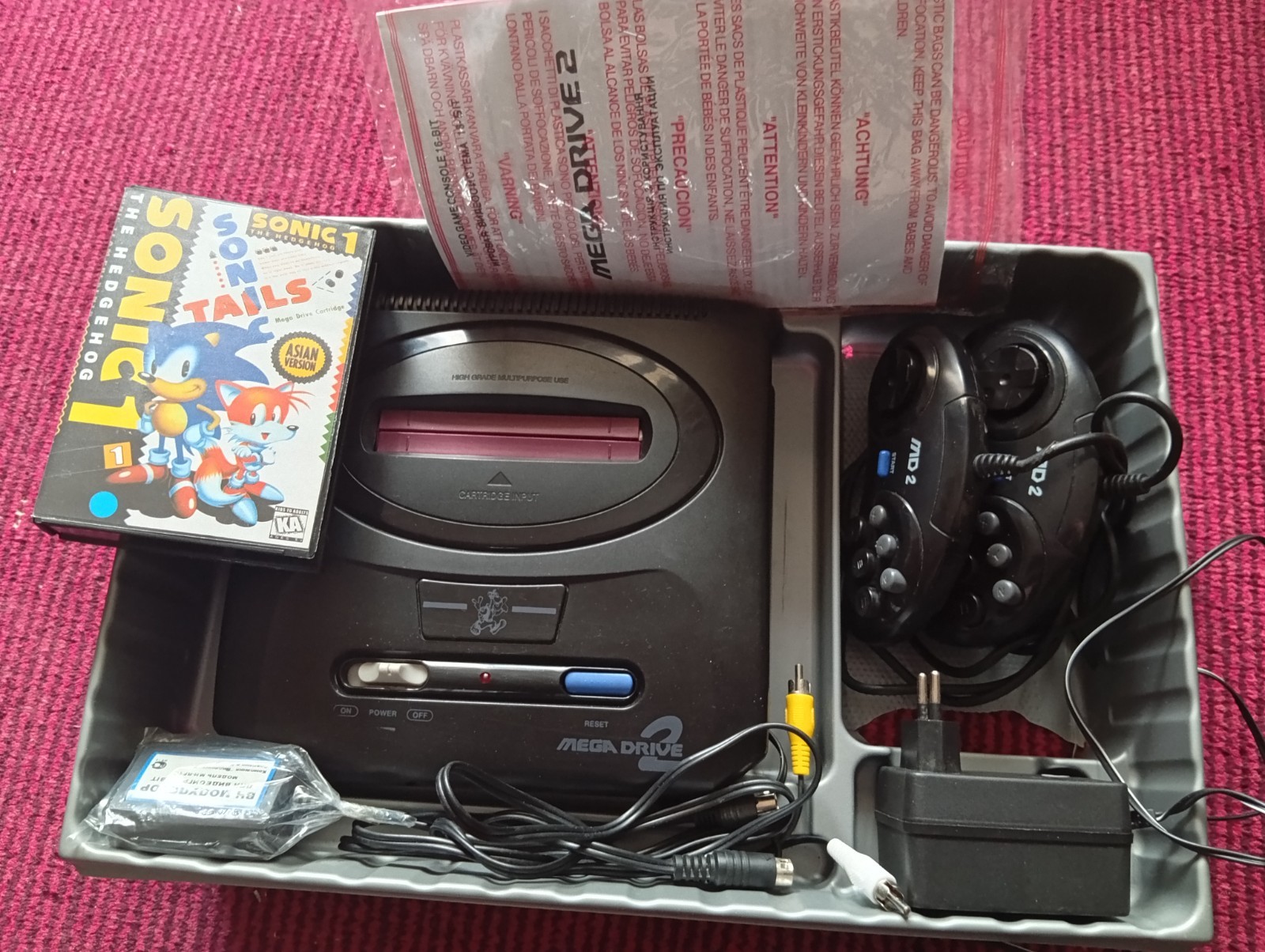 Mega drive 2 – 16bit PAL + NTSC regions key Segaclone console RARE + Sonic