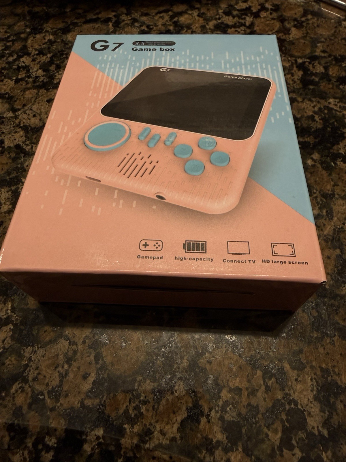 G7 3.5 in Handheld Game Player Console, TV Out TV Compatible, Pink Blue