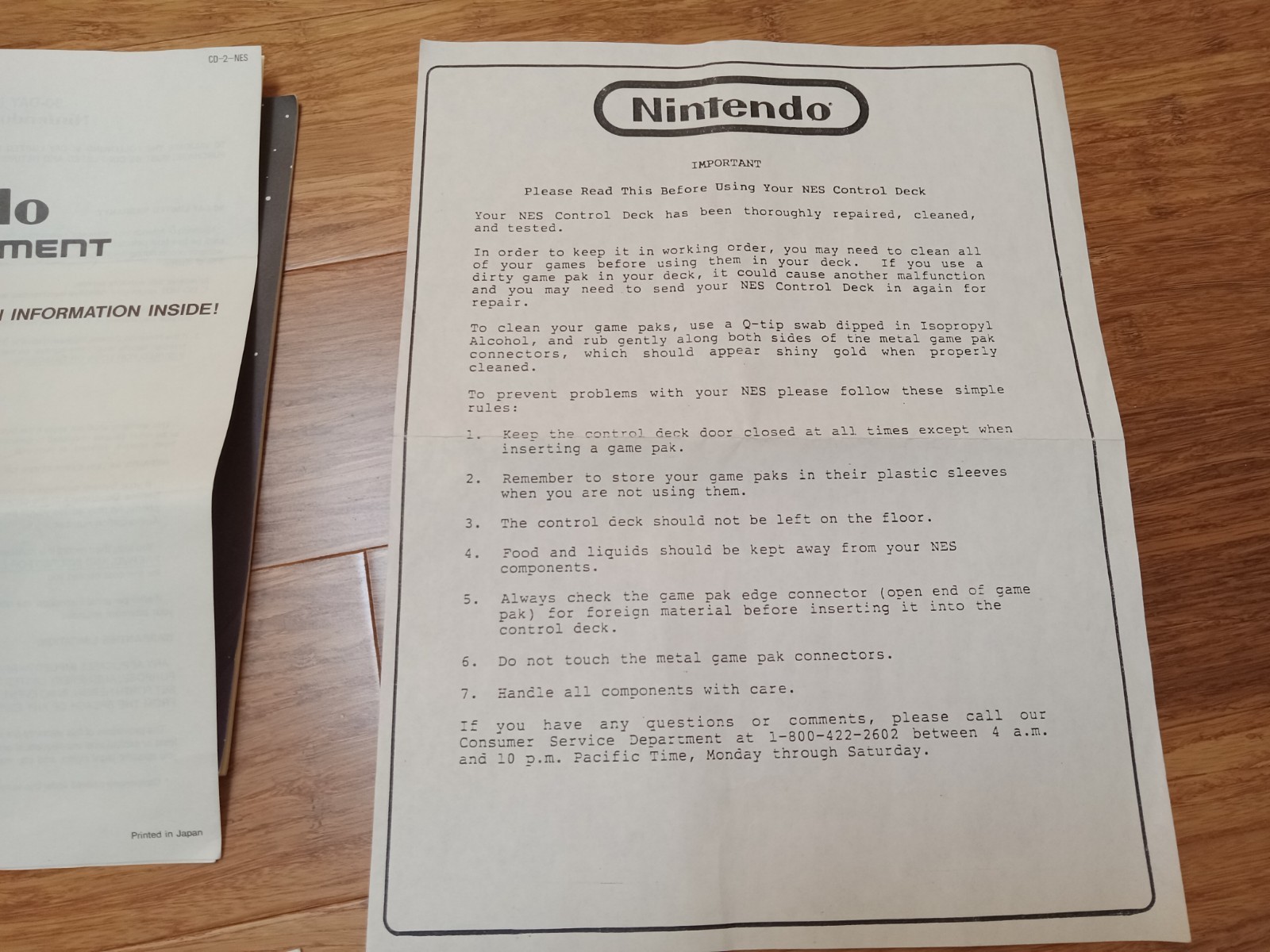 Nintendo Entertainment System 1985 ORIGINAL NES Console COMPLETE Manual Hardware