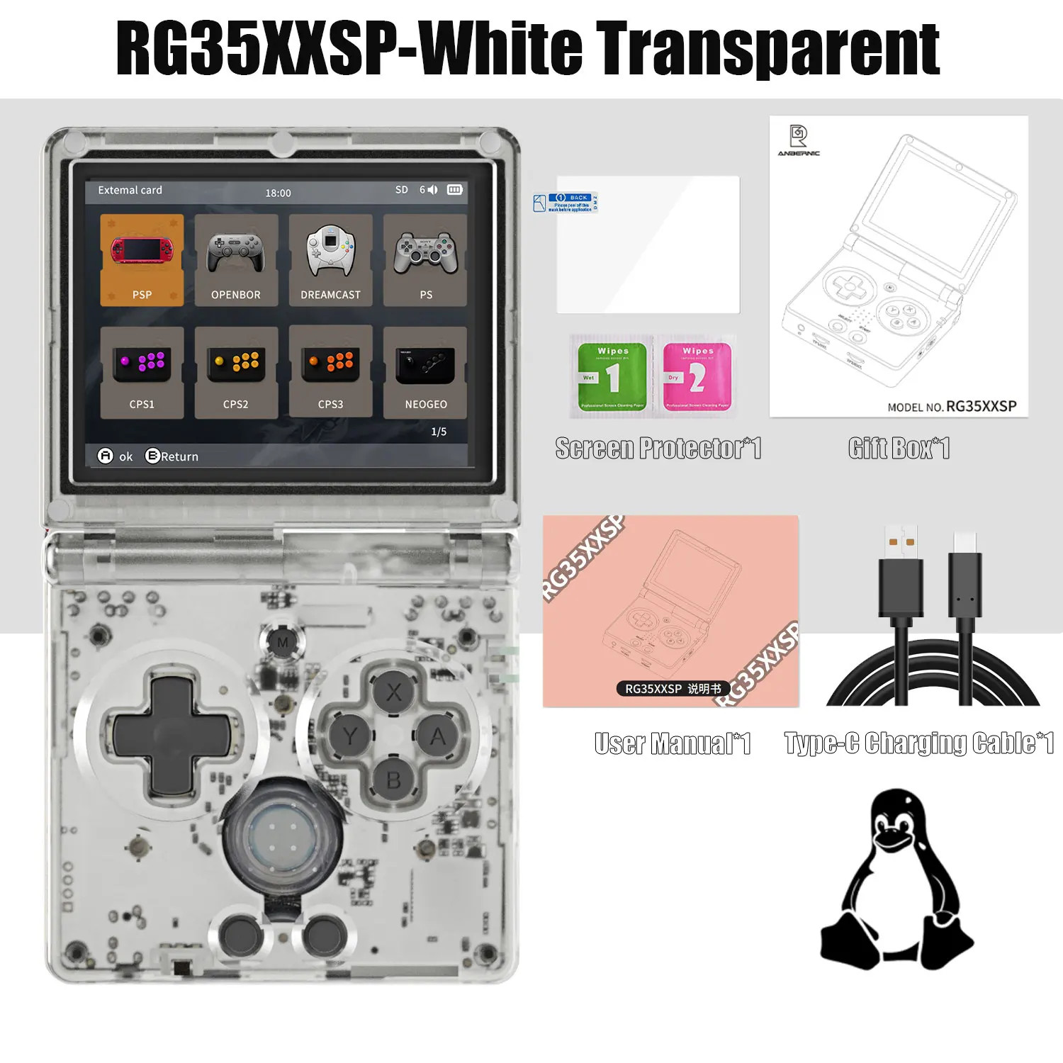 RG35XXSP Flip Handheld Game Console 3.5 Inch IPS 64GB Linux TV Output