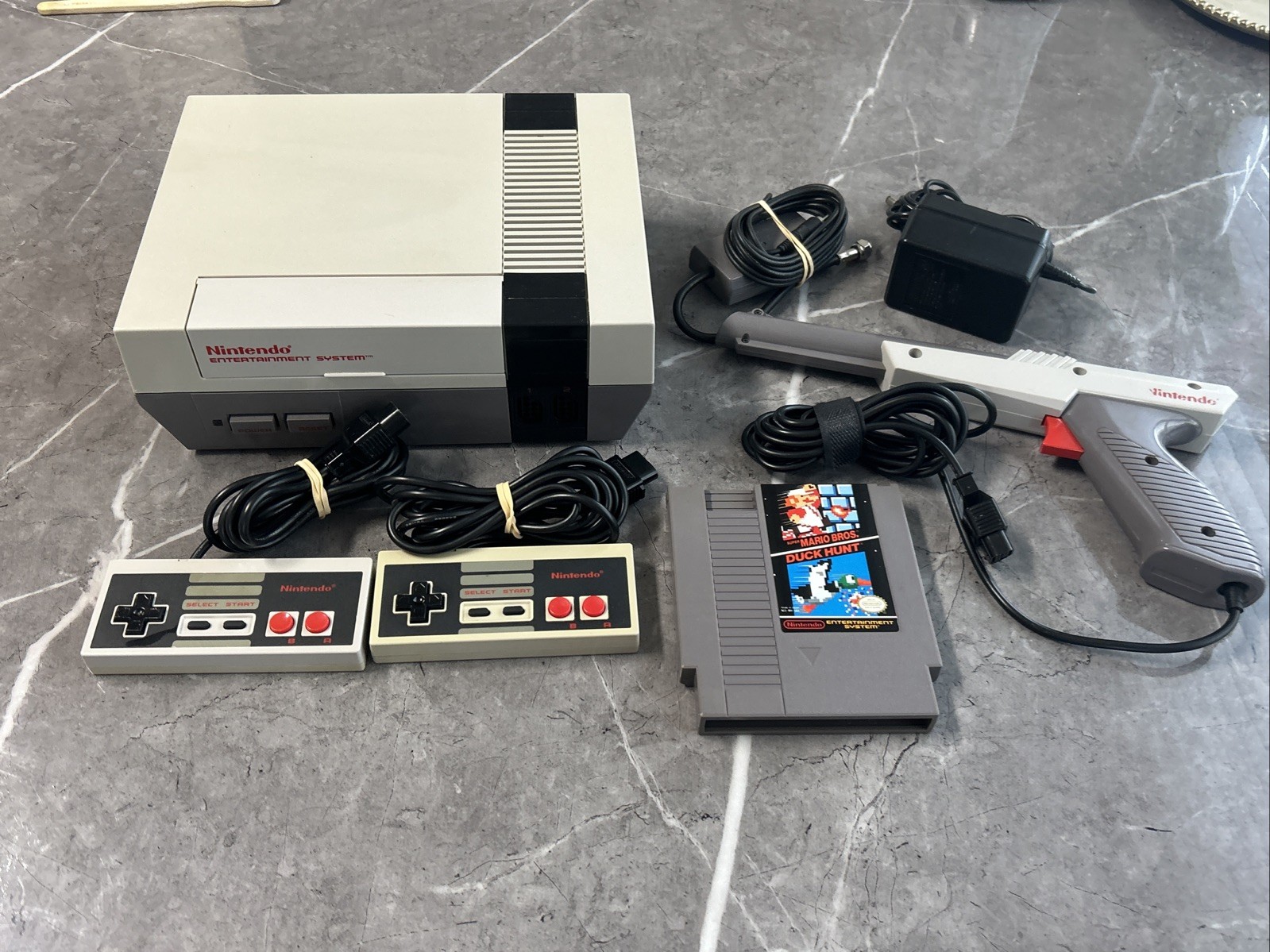 Nintendo NES Action Set Home Console – White/Gray Wth 2 Controllers and Gun