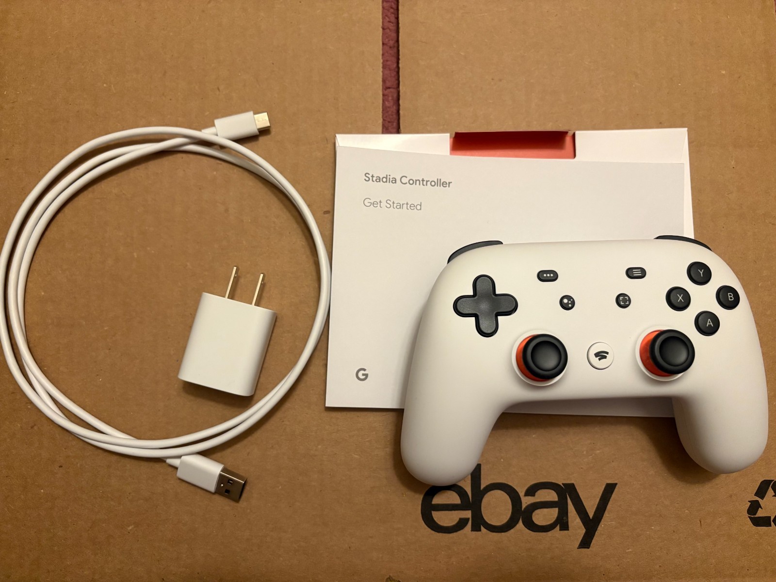 Google Stadia H2B Controller + USB-C Charging Cable + Charger All New, Bluetooth