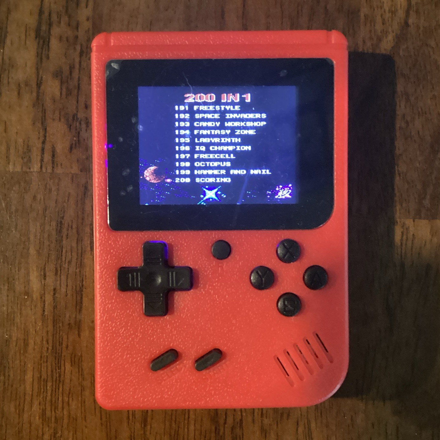 iJoy IJ10545-PS Red Handheld Retro Game Console 200-in-1 Built-In Games