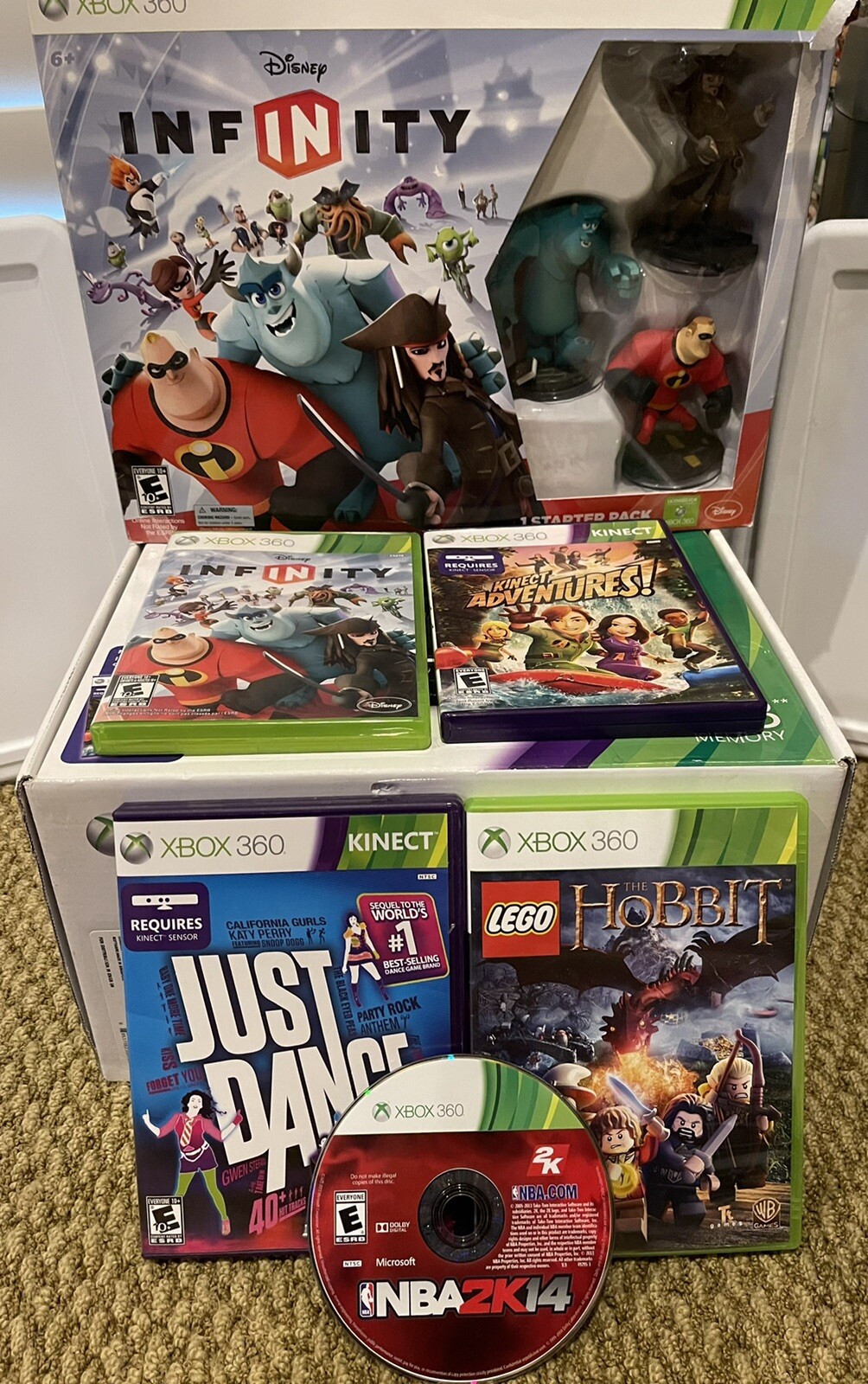 Microsoft Xbox 360 4GB Kinect Bundle Games Disney Infinity Pack Plus More